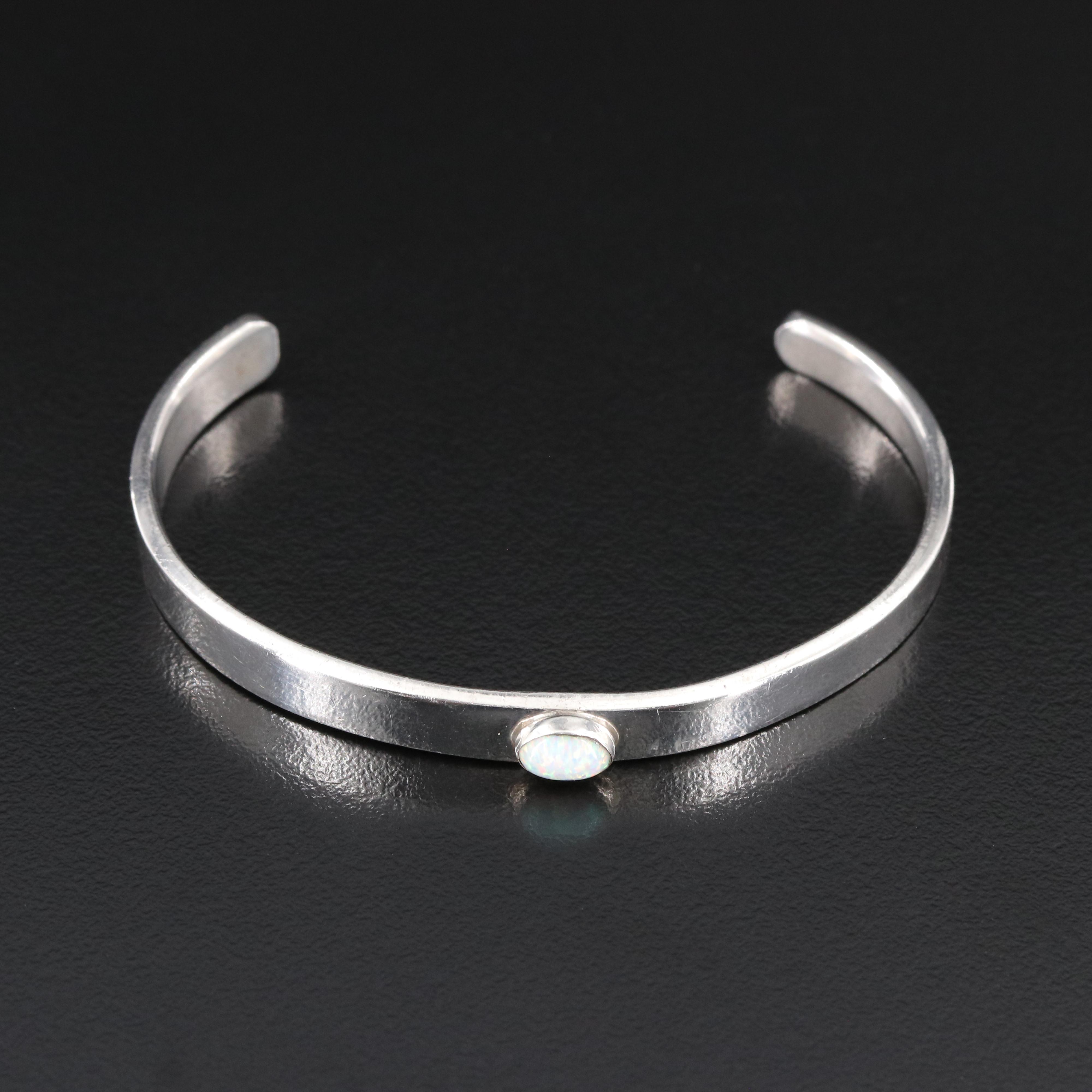 Darren Livingston Navajo Diné Sterling Opal Cuff Bracelet