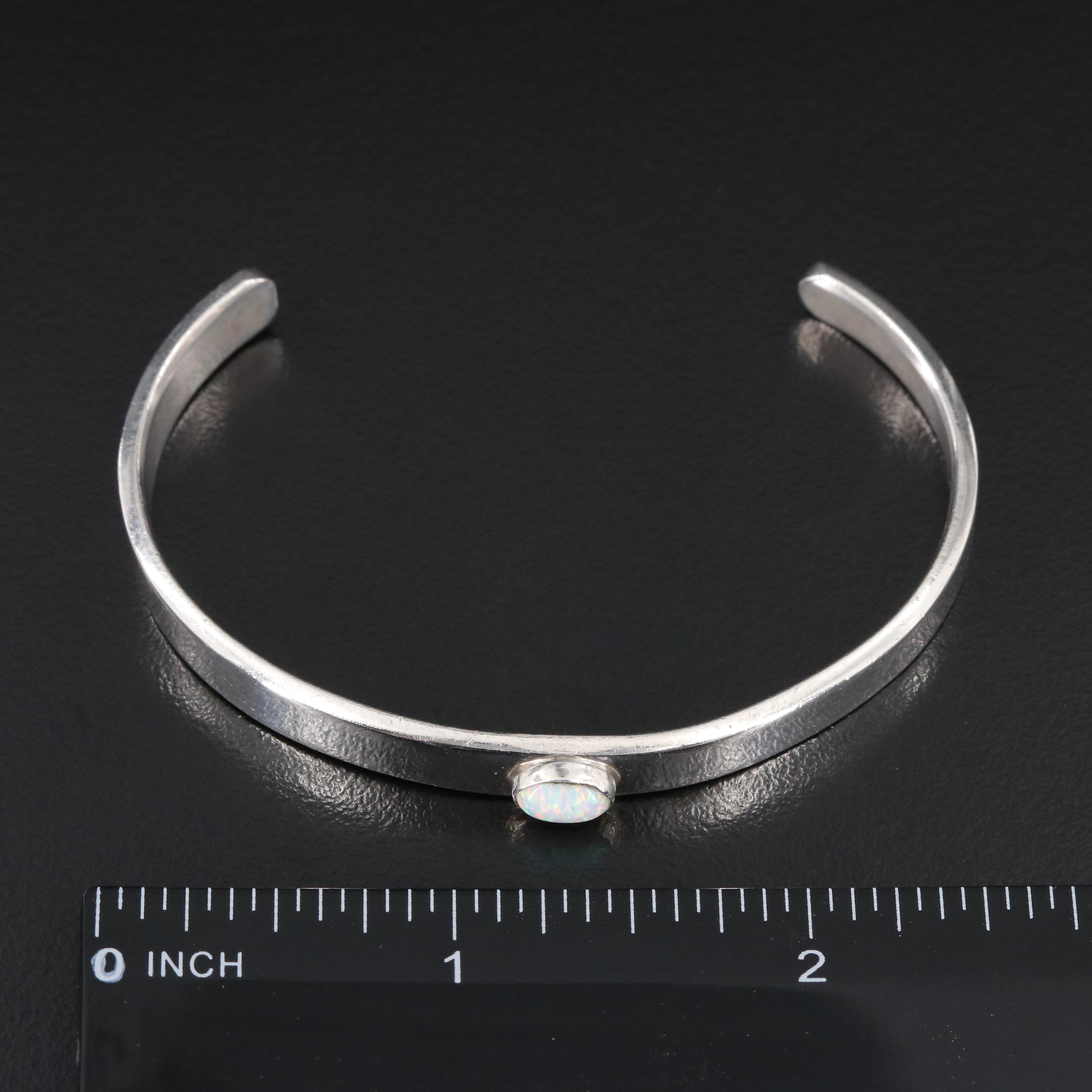 Darren Livingston Navajo Diné Sterling Opal Cuff Bracelet