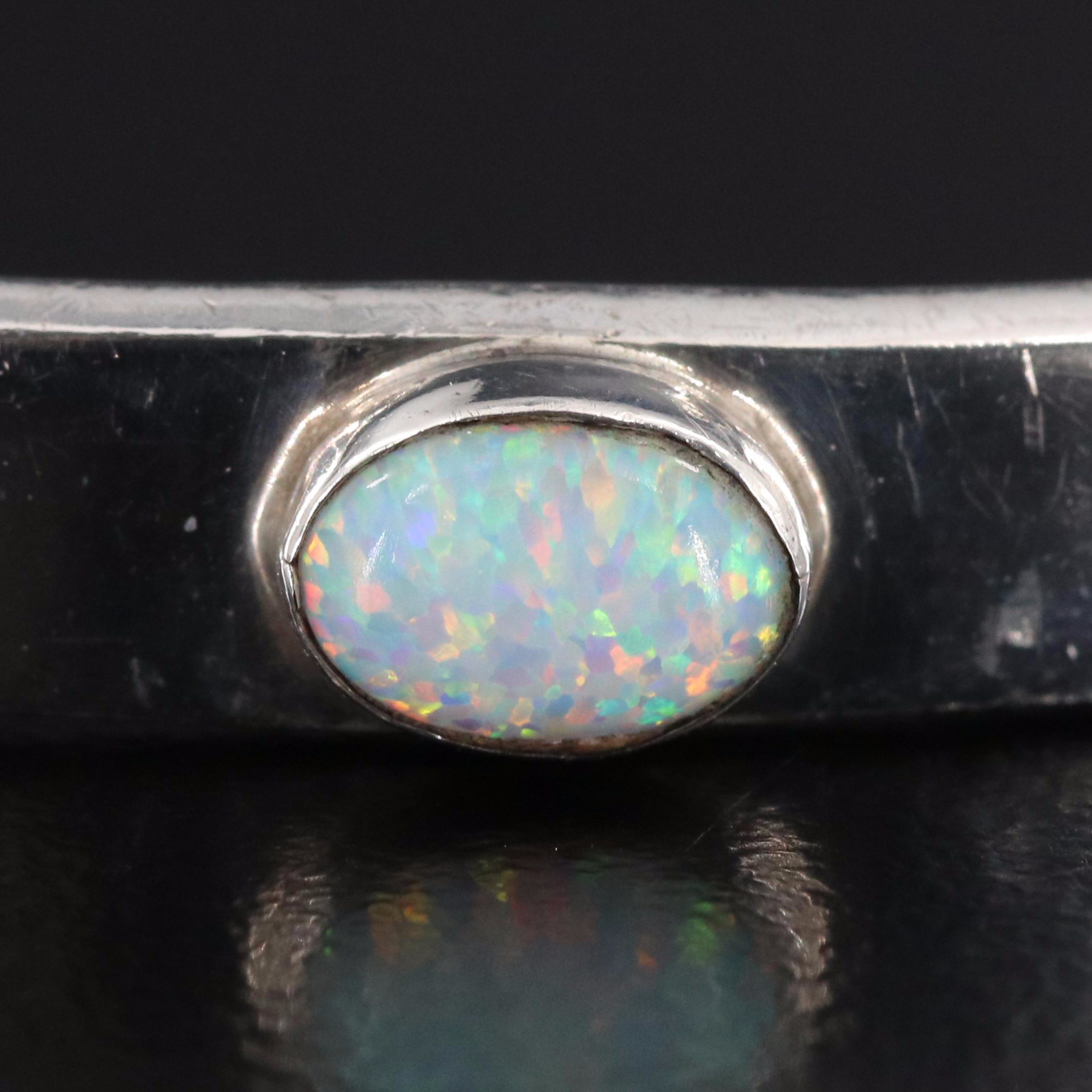 Darren Livingston Navajo Diné Sterling Opal Cuff Bracelet