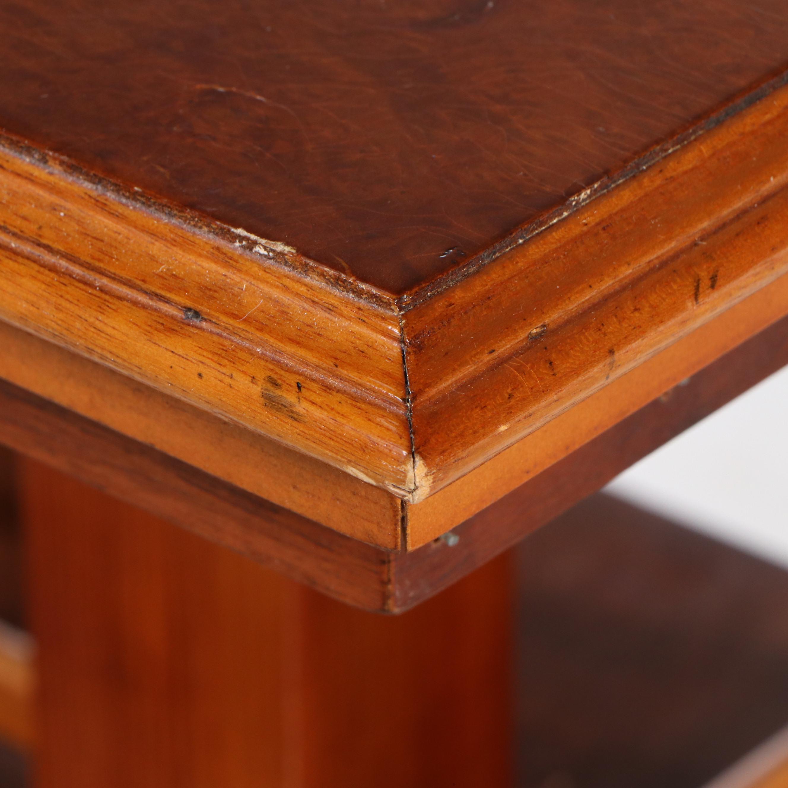 Edwardian Style Inlaid Burl and Mixed Wood Revolving Bookcase, 20th Century