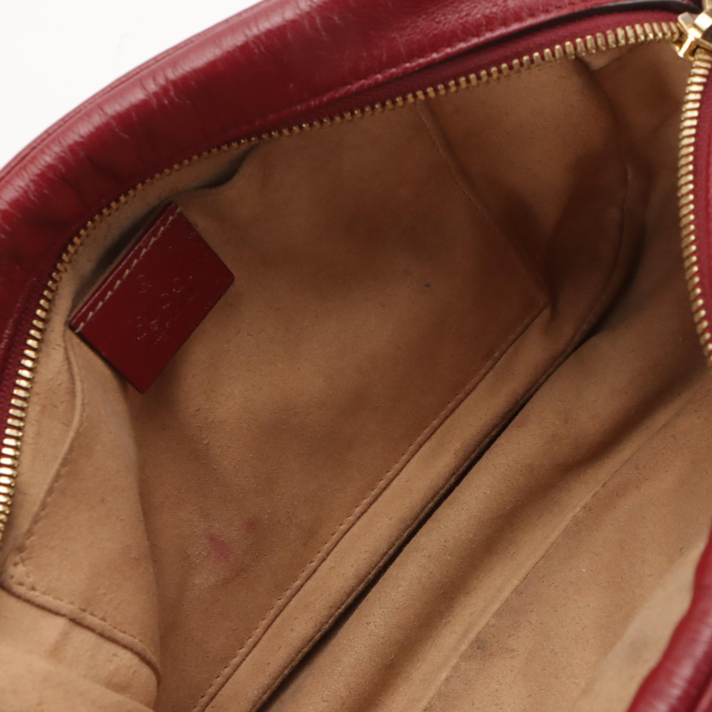 Gucci Marmont GG Canvas and Red Leather Crossbody Bag