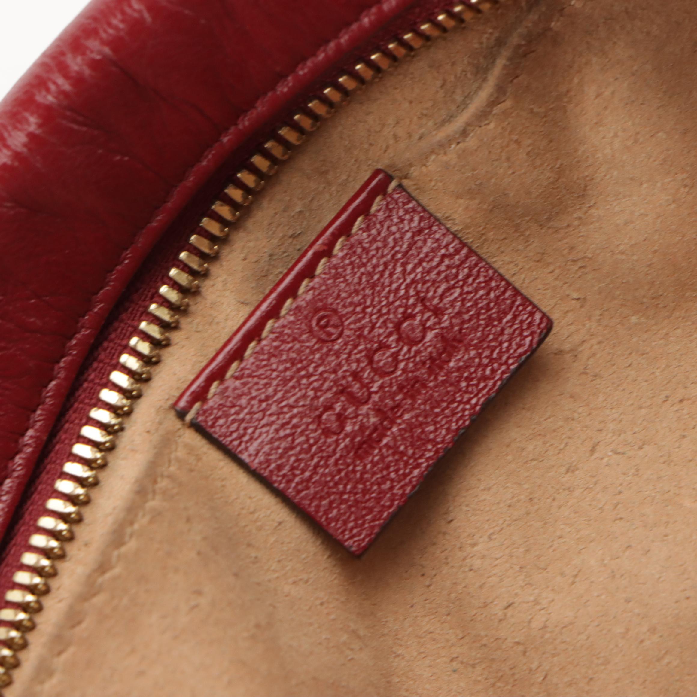 Gucci Marmont GG Canvas and Red Leather Crossbody Bag