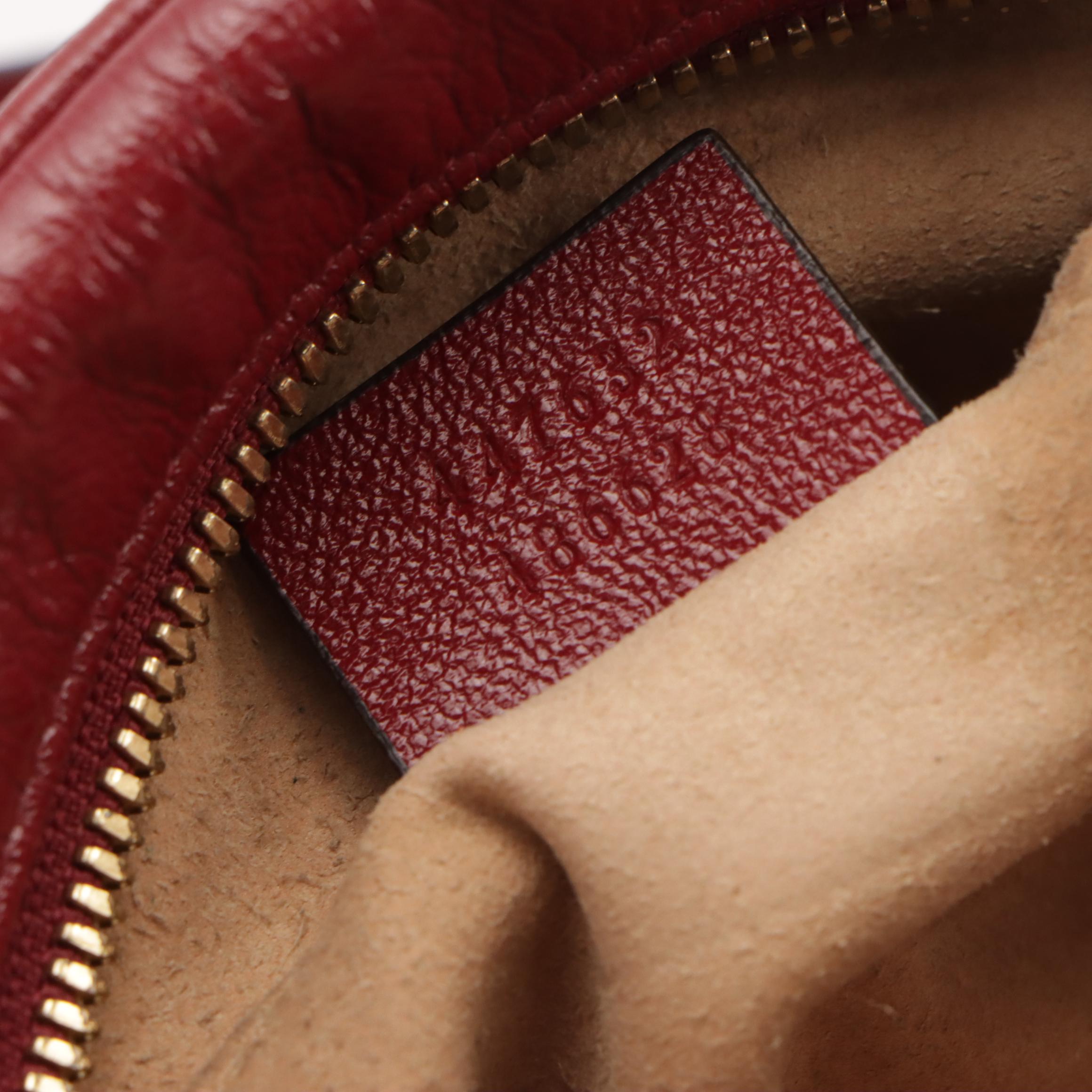 Gucci Marmont GG Canvas and Red Leather Crossbody Bag