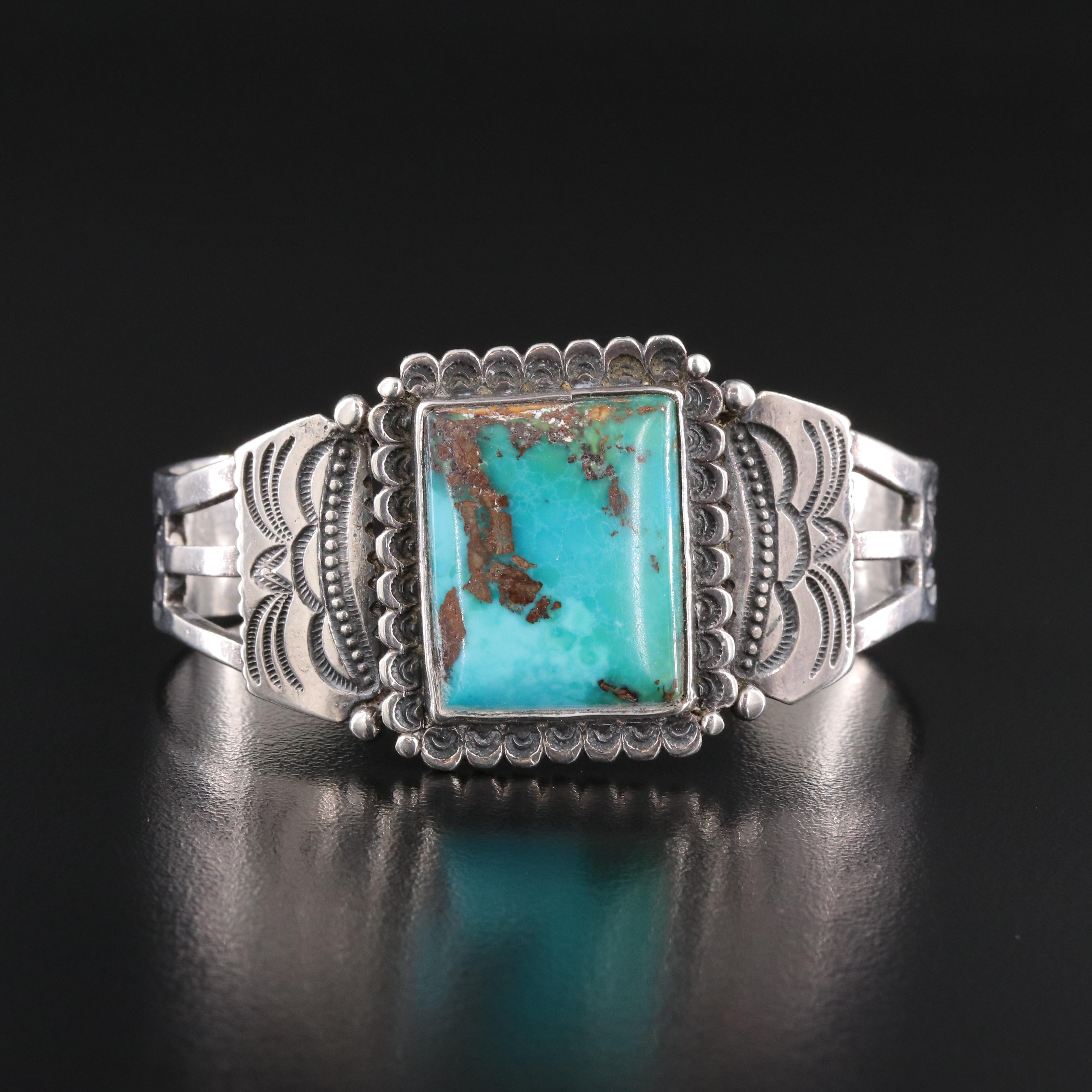Southwestern Sterling Turquoise Cuff Bracelet
