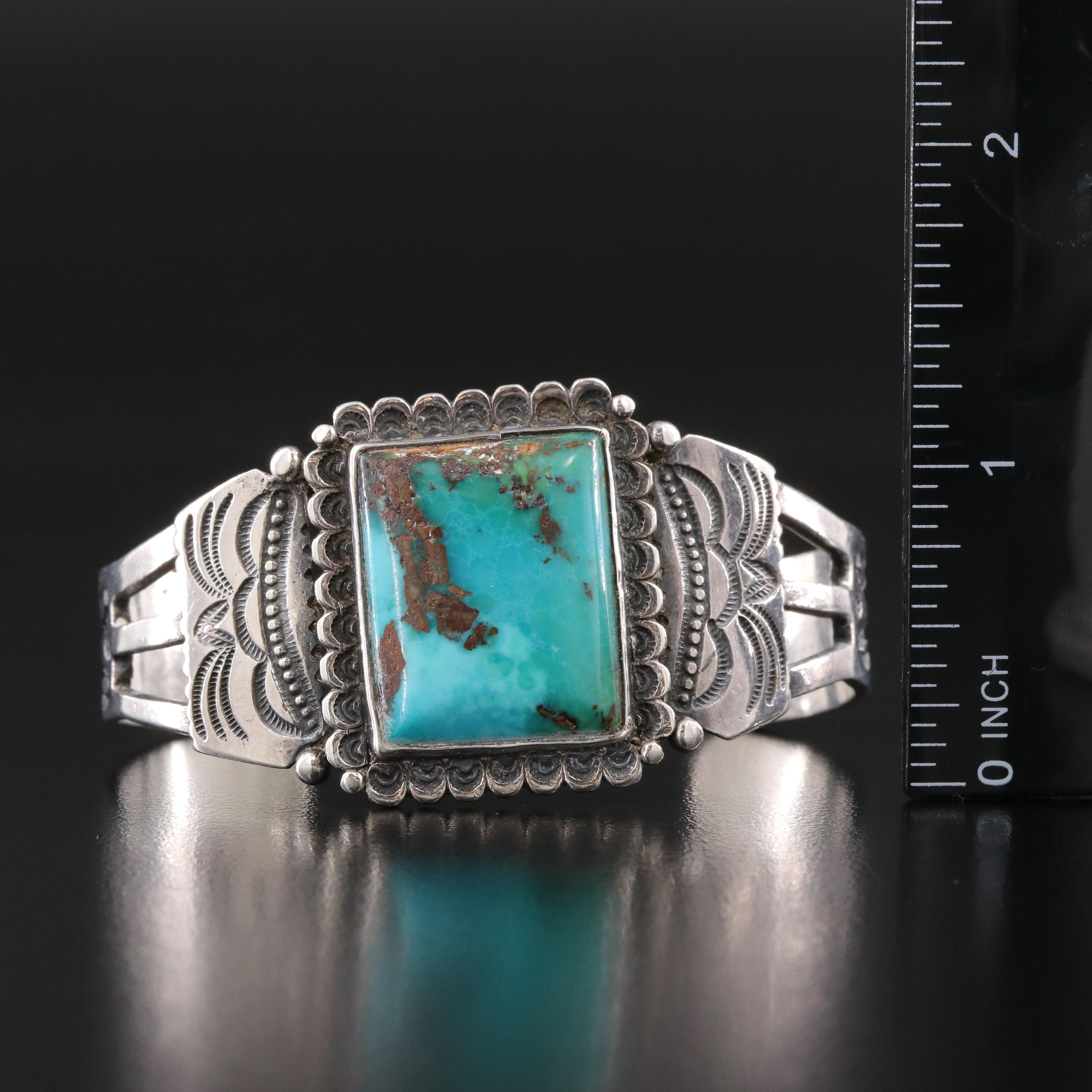 Southwestern Sterling Turquoise Cuff Bracelet