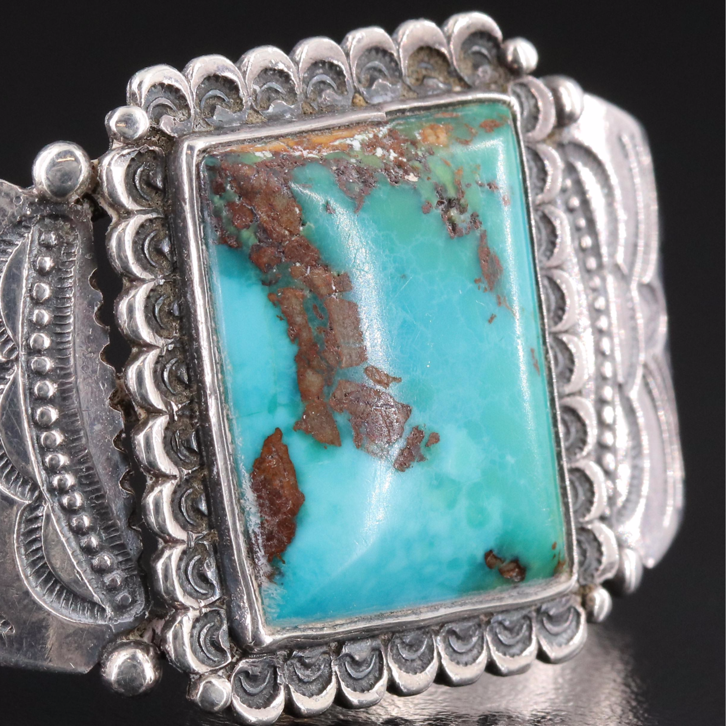 Southwestern Sterling Turquoise Cuff Bracelet