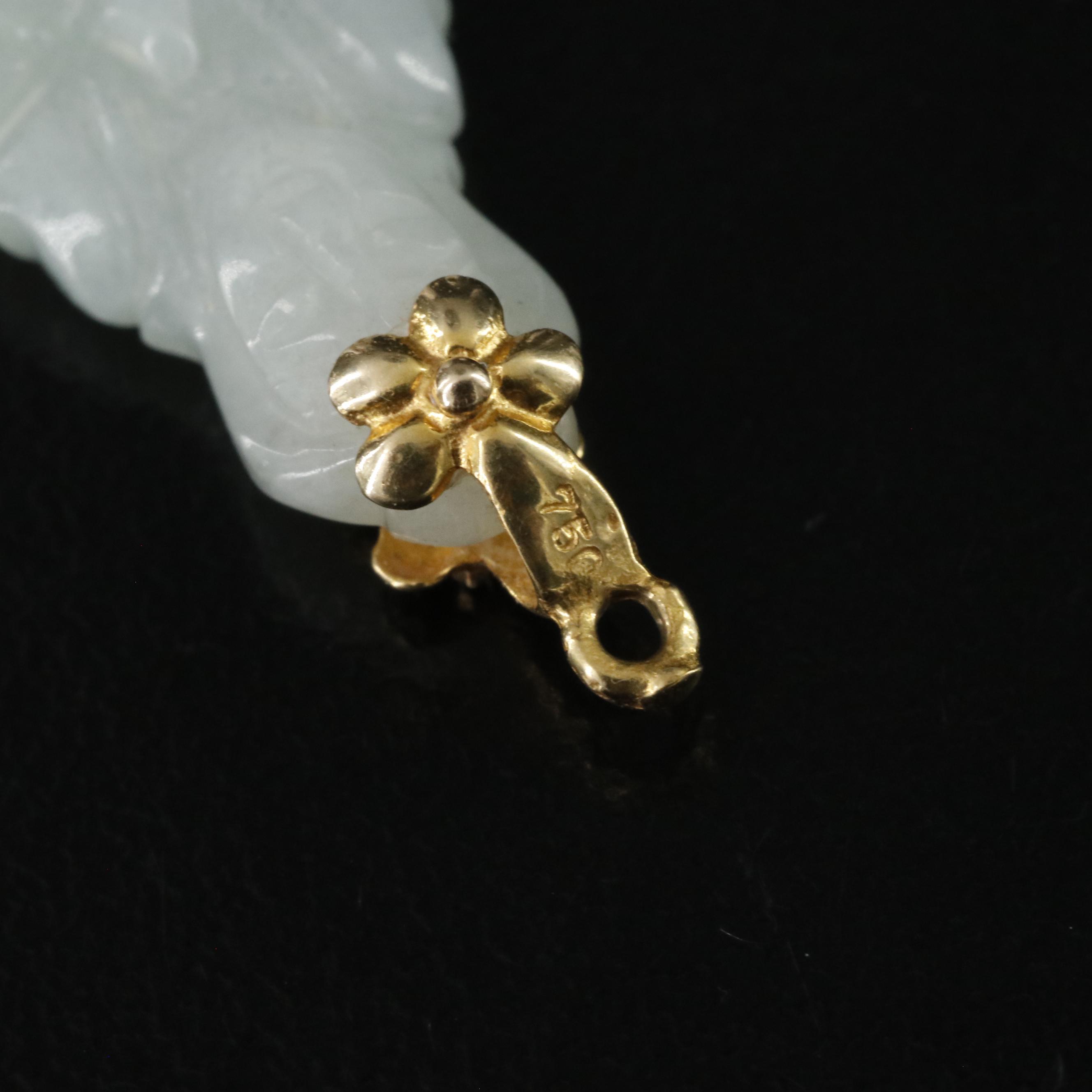 18K Jadeite Chinese Goddess Guanyin Pendant