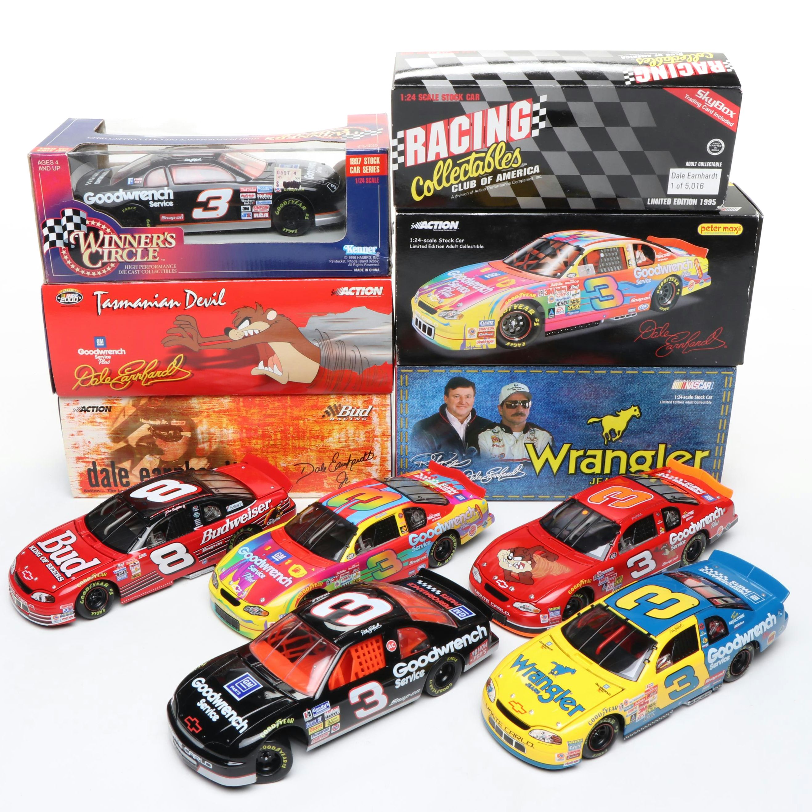 Action Dale Earnhardt and Dale Earnhardt Jr. Diecast Cars with Other Toy Cars