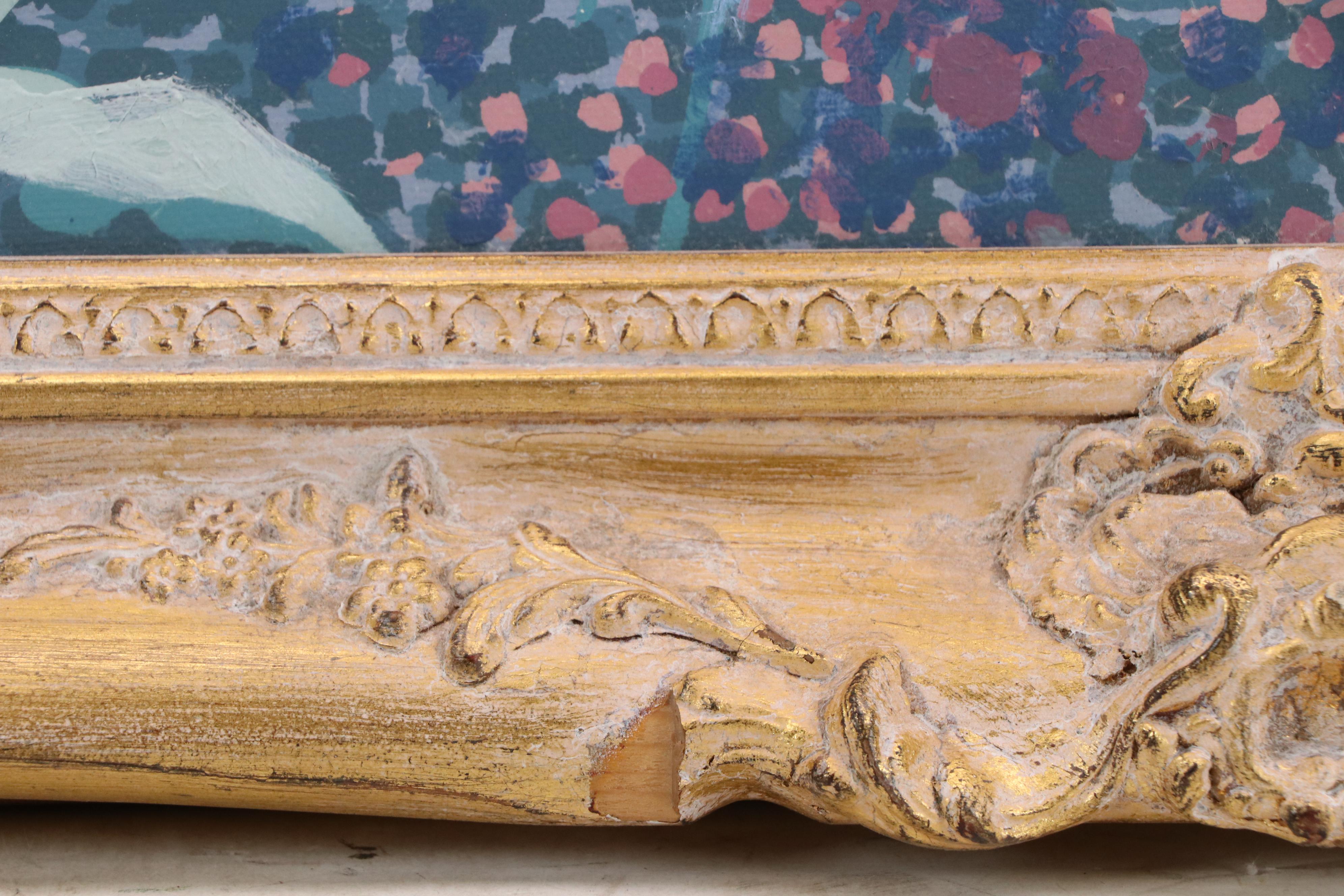 Carter Acrylic Floral Painting of Snapdragons, Late 20th Century