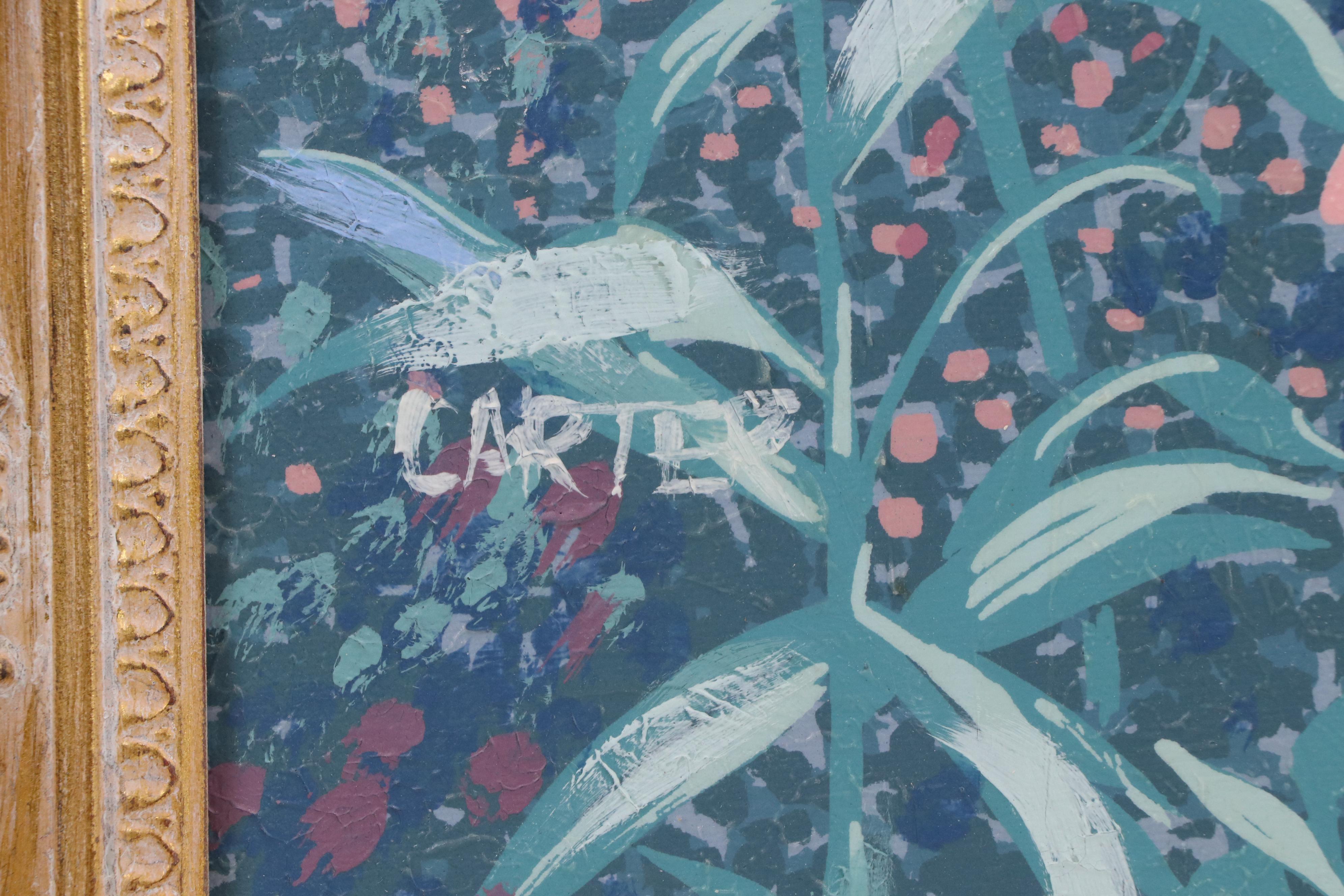 Carter Acrylic Floral Painting of Snapdragons, Late 20th Century