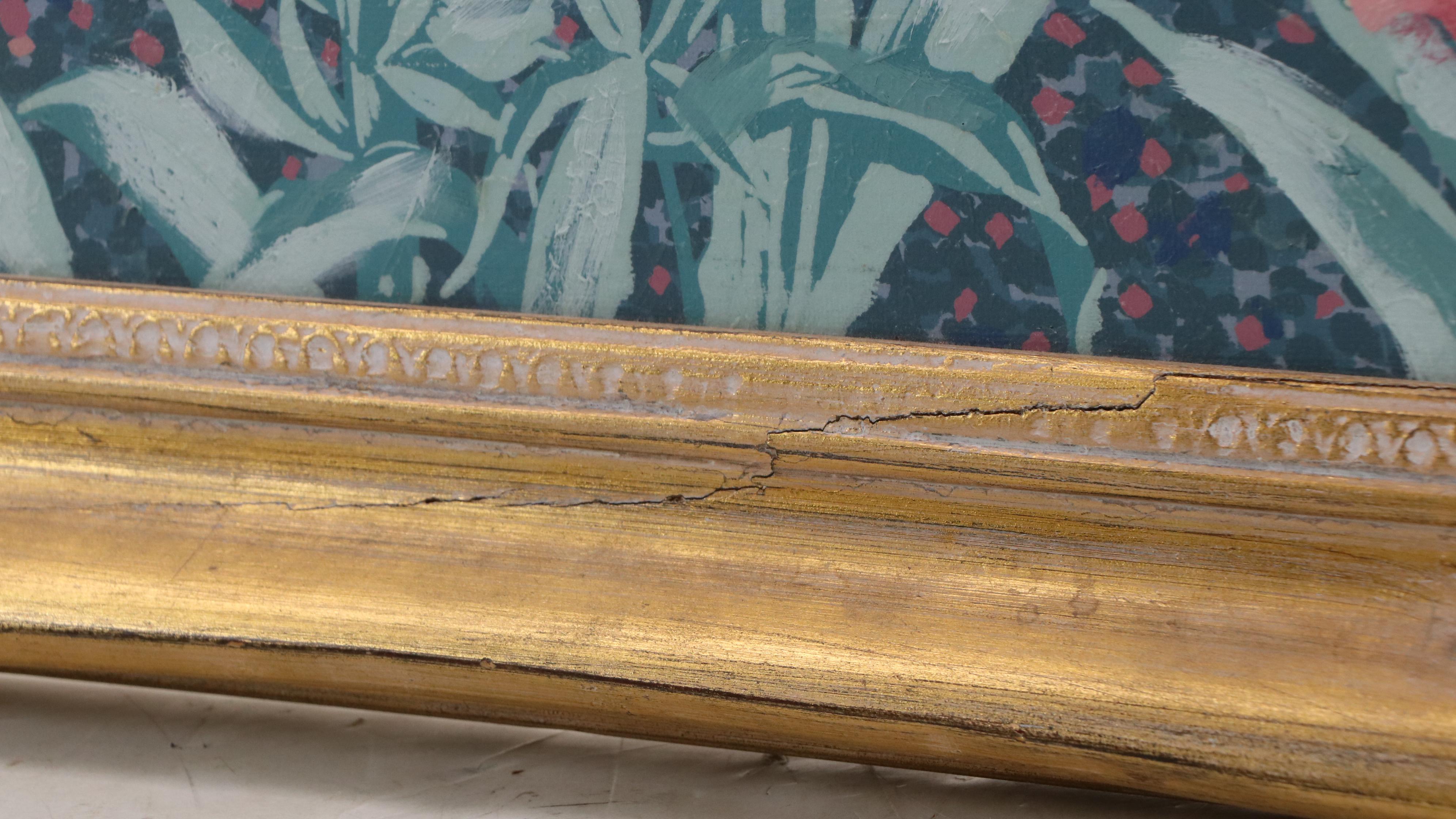 Carter Acrylic Floral Painting of Snapdragons, Late 20th Century