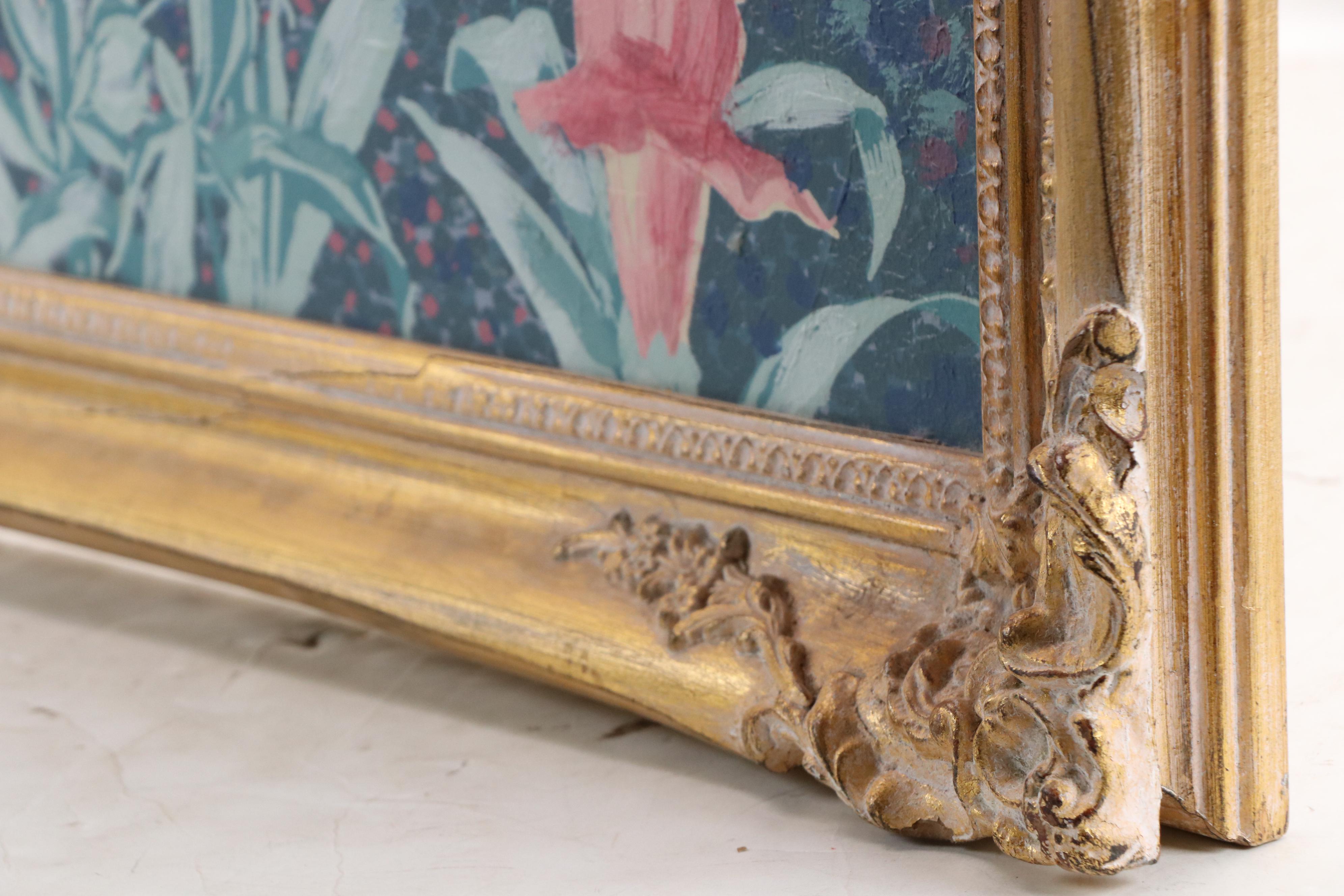 Carter Acrylic Floral Painting of Snapdragons, Late 20th Century