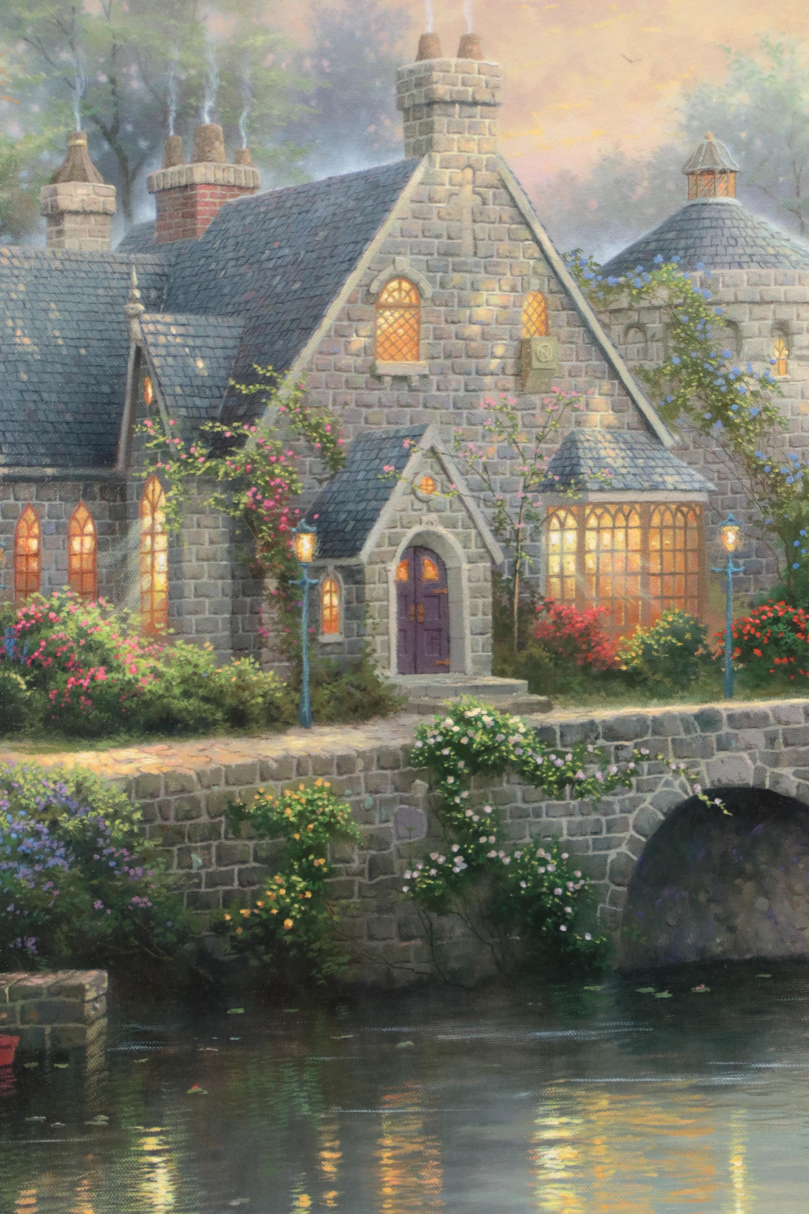 Thomas Kinkade Embellished Offset Lithograph "Lamplight Manor"