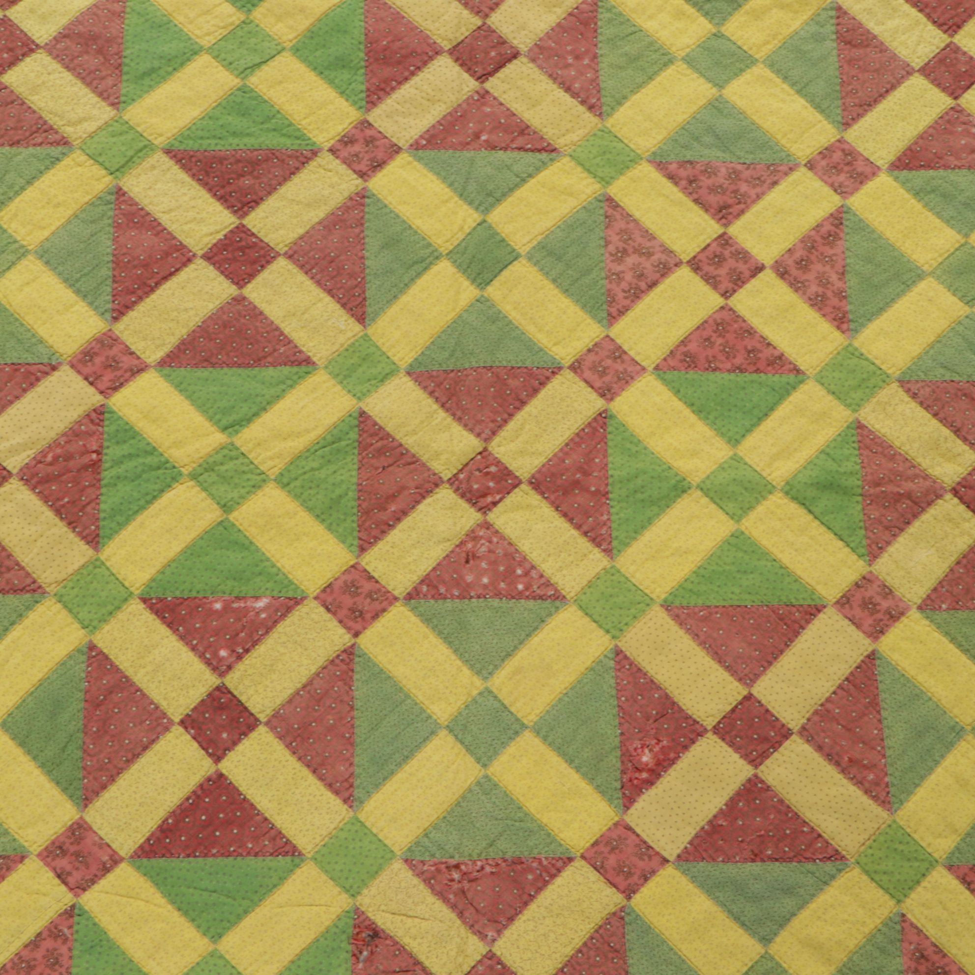 1940s Hand-Crafted "Autumn Leaves" Block Quilt