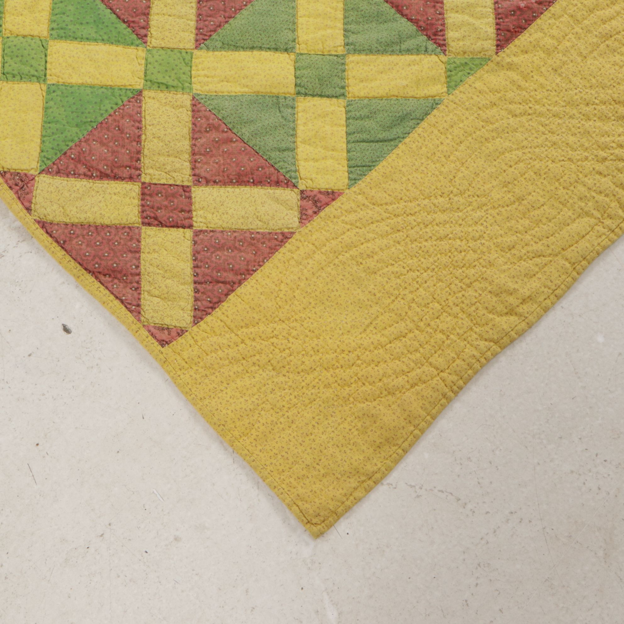 1940s Hand-Crafted "Autumn Leaves" Block Quilt