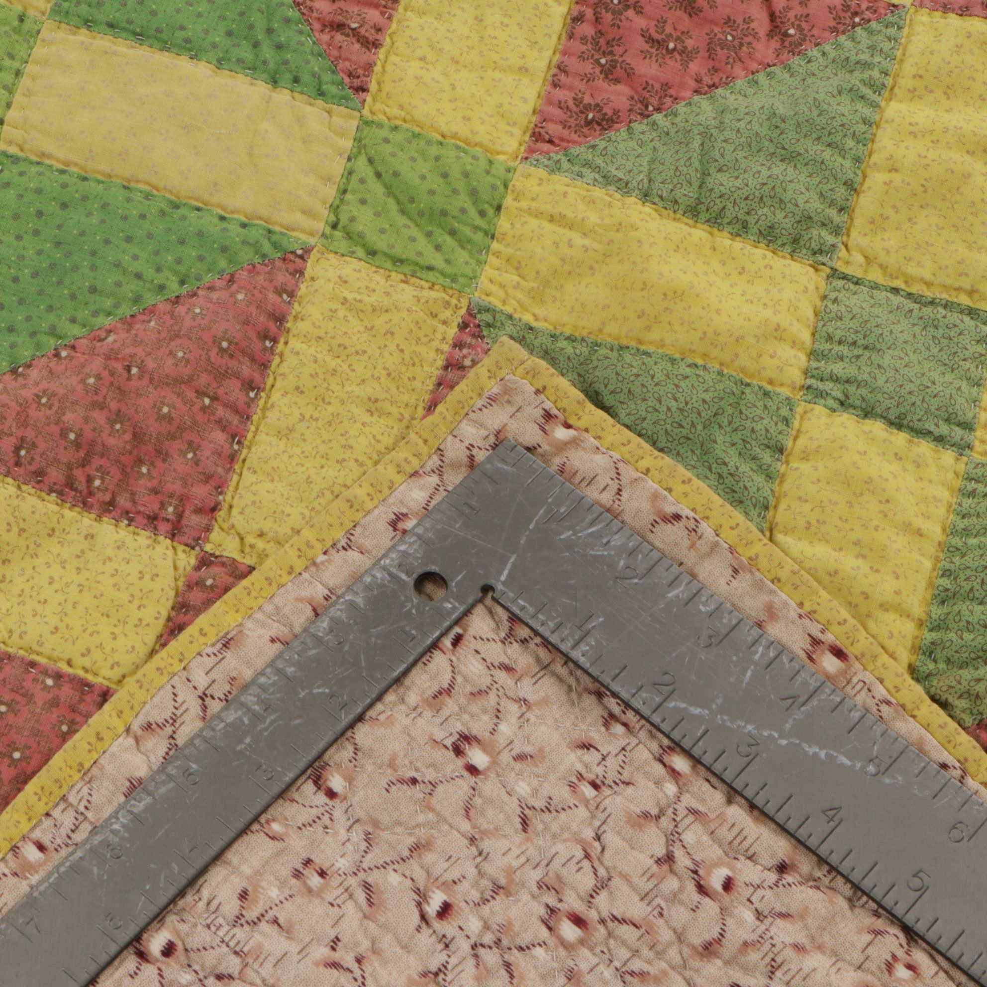 1940s Hand-Crafted "Autumn Leaves" Block Quilt