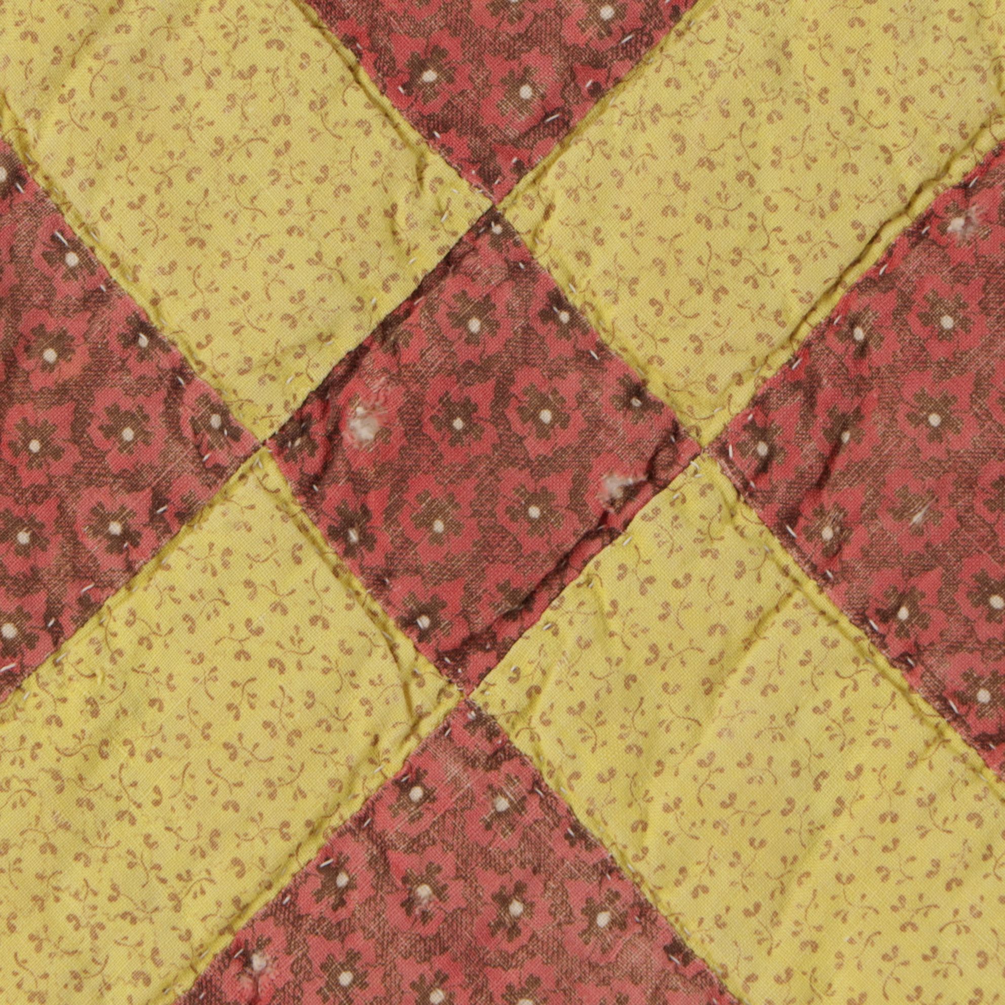 1940s Hand-Crafted "Autumn Leaves" Block Quilt