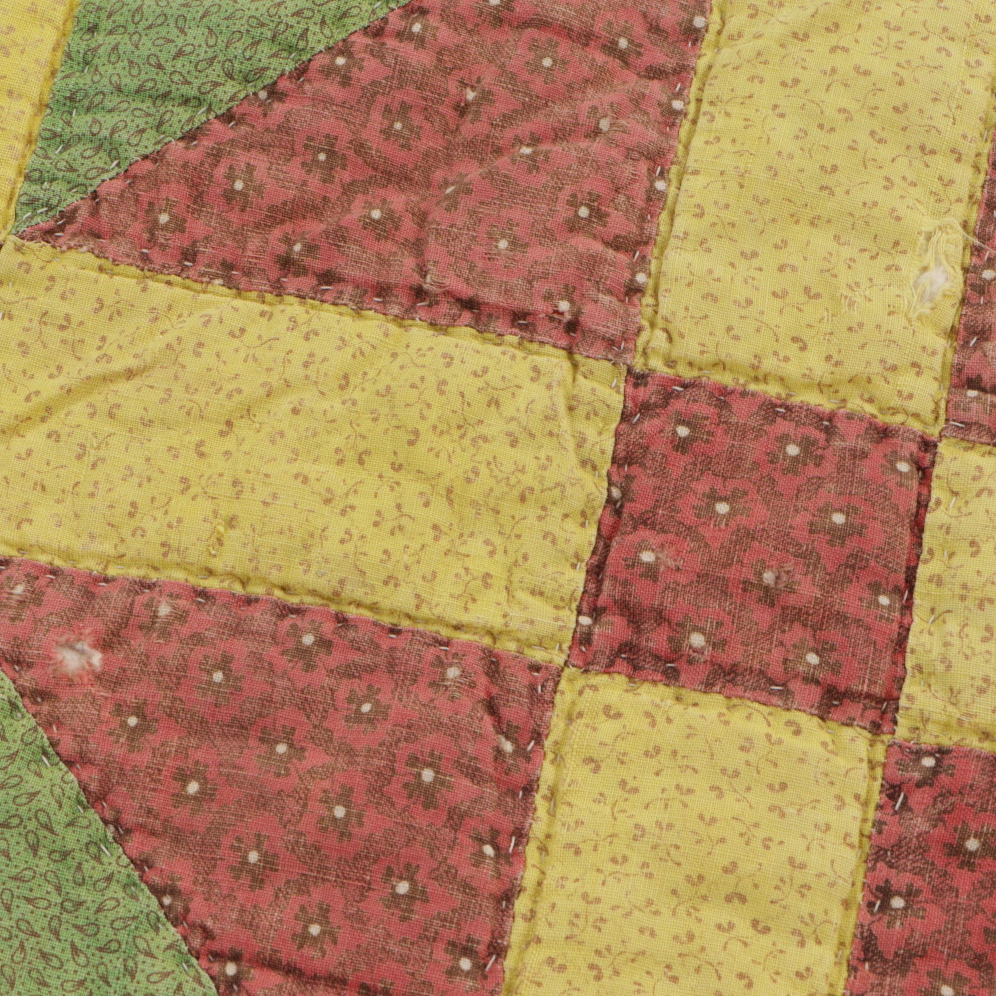 1940s Hand-Crafted "Autumn Leaves" Block Quilt