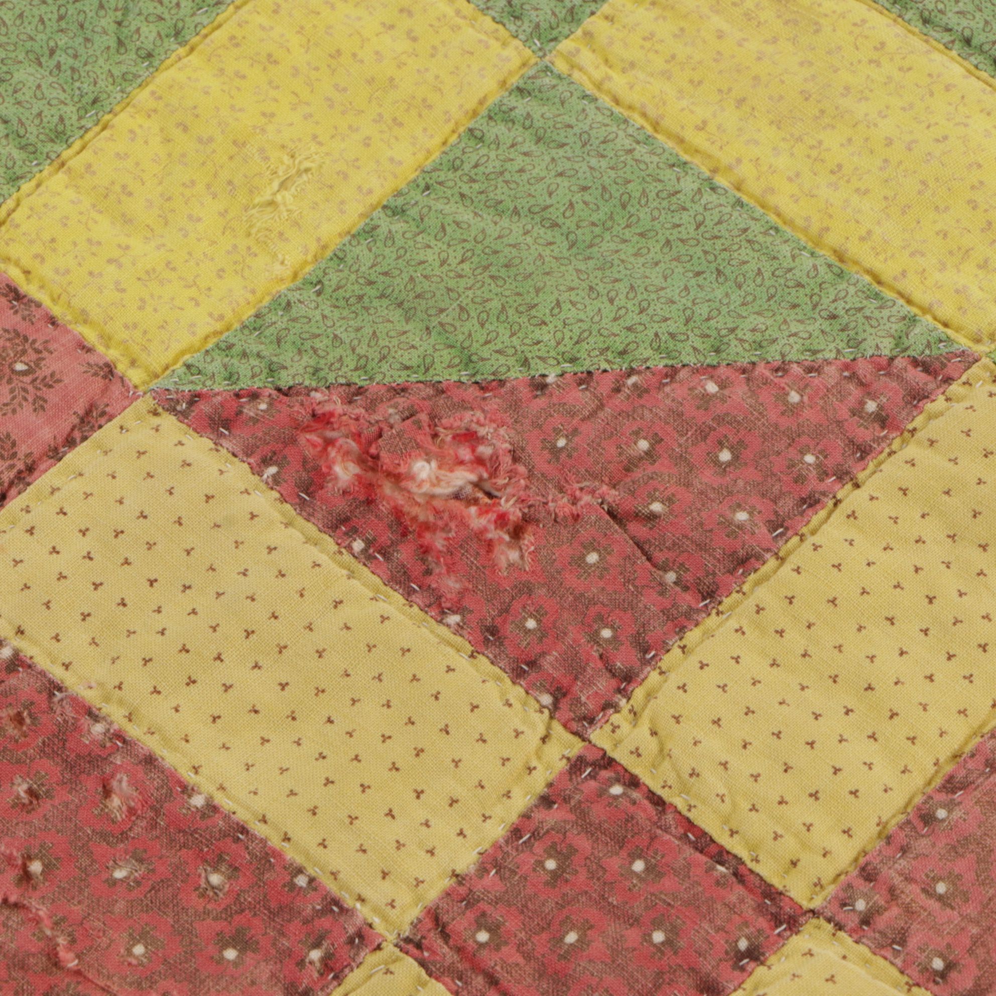 1940s Hand-Crafted "Autumn Leaves" Block Quilt