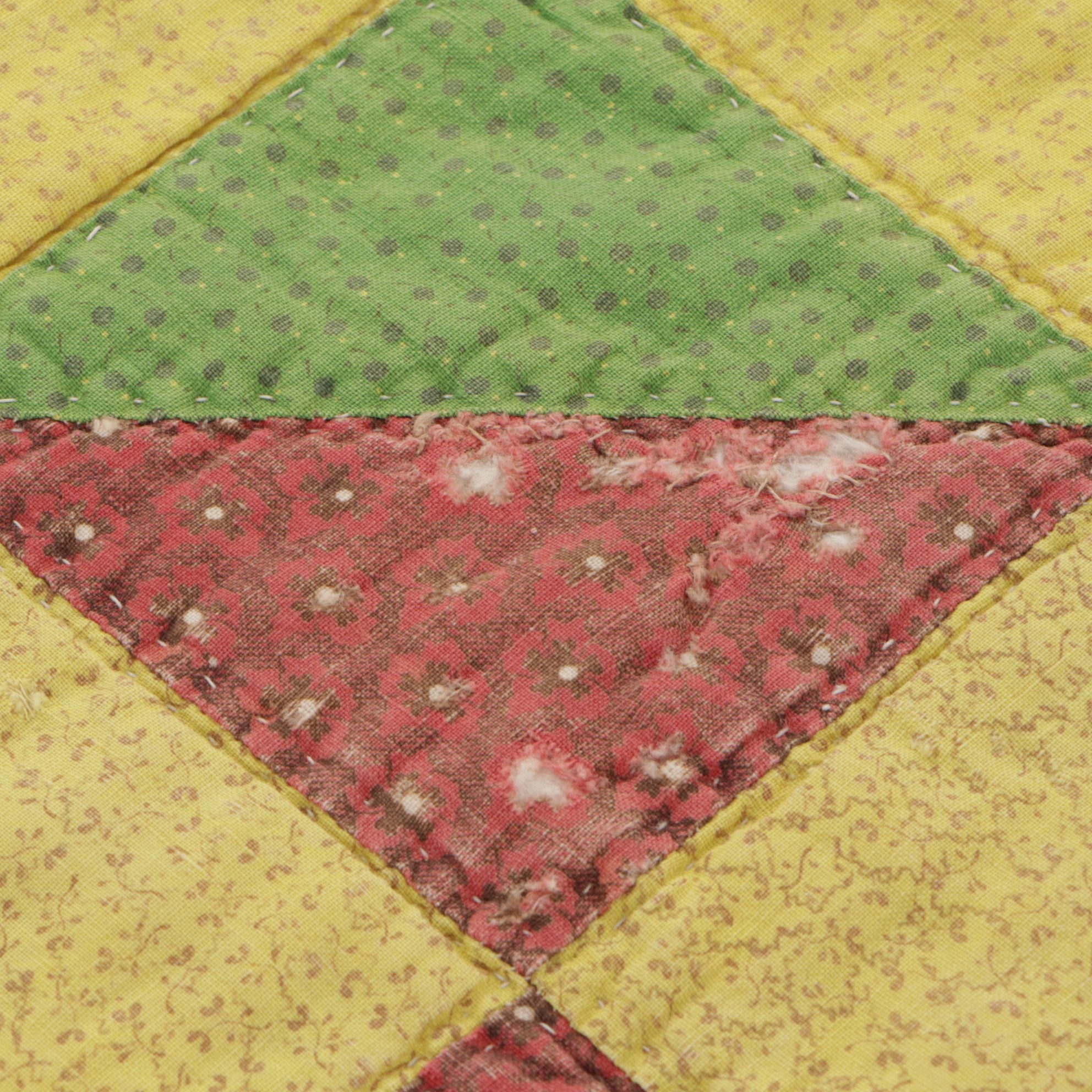 1940s Hand-Crafted "Autumn Leaves" Block Quilt