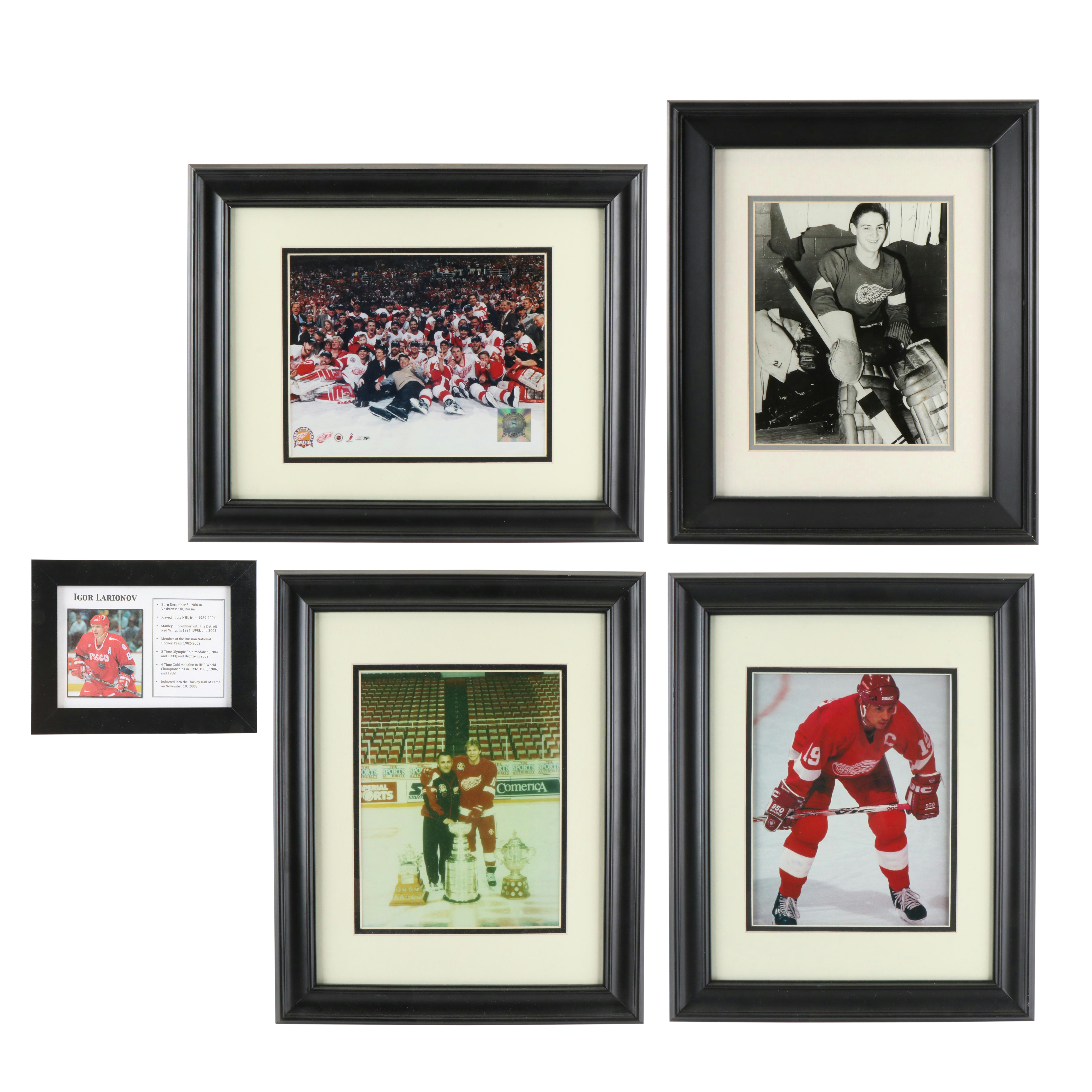 Five Framed Detroit Red Wings Hockey Prints