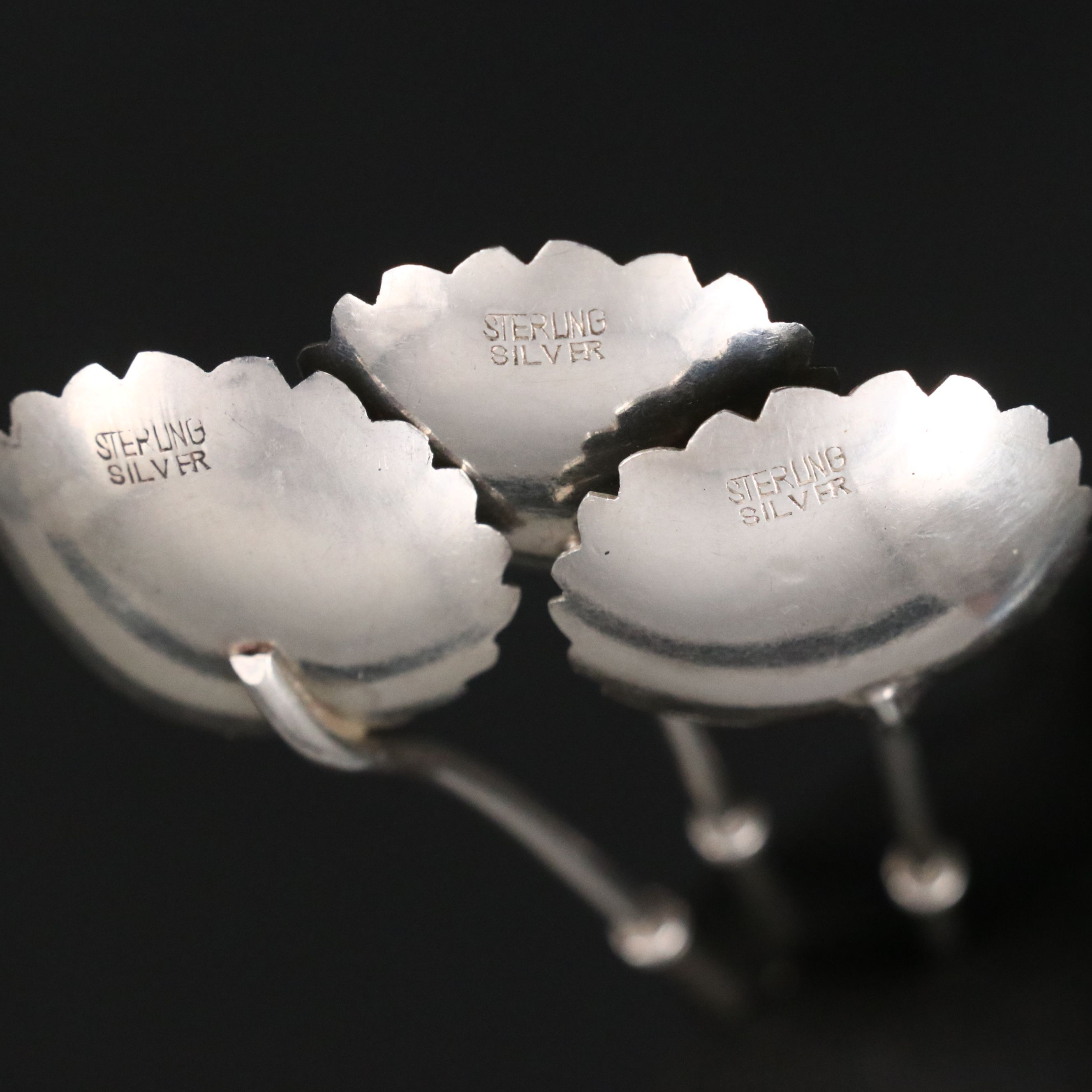 Cherry Blossom with Bamboo Handle Sterling Silver Iced Tea Spoons