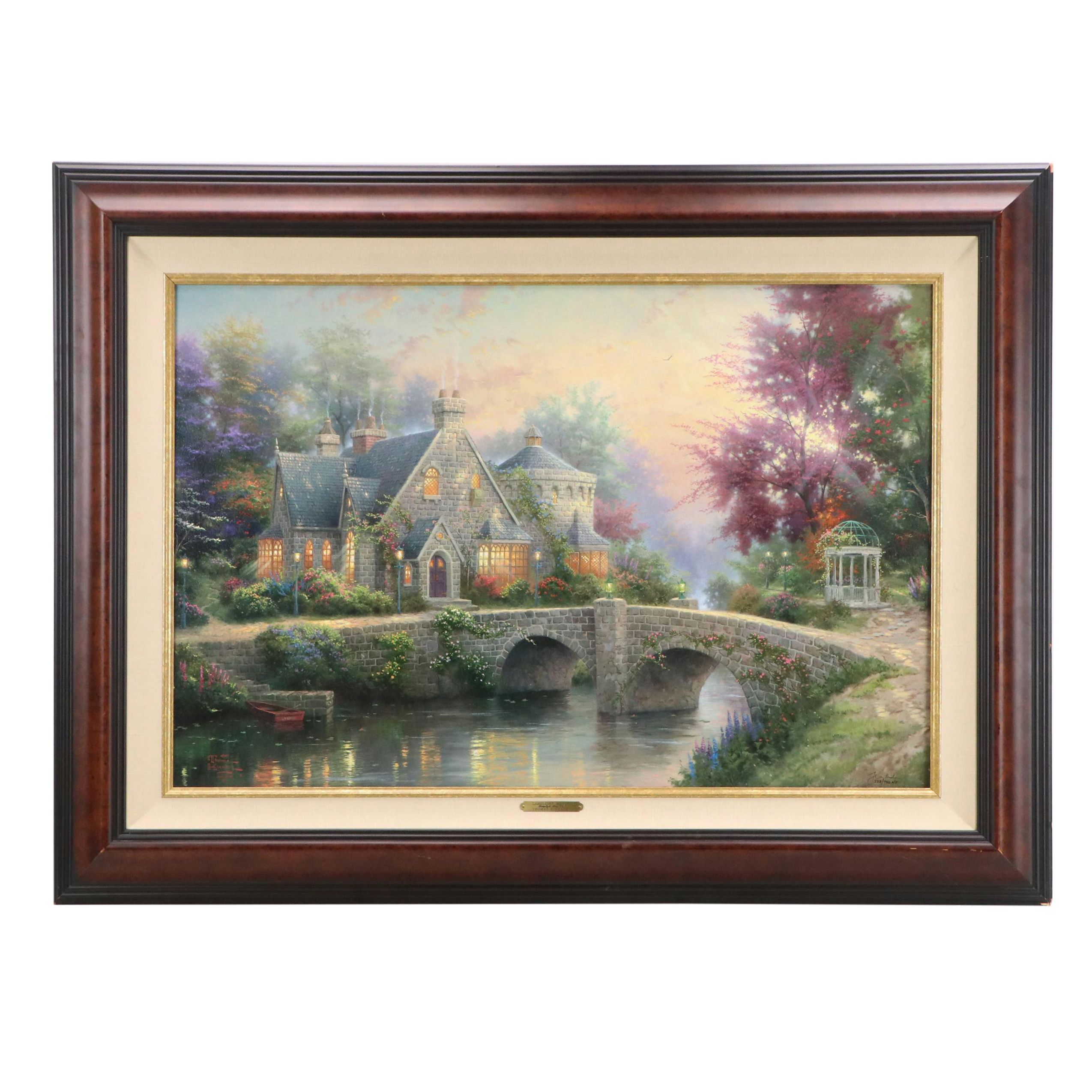 Thomas Kinkade Embellished Offset Lithograph "Lamplight Manor"