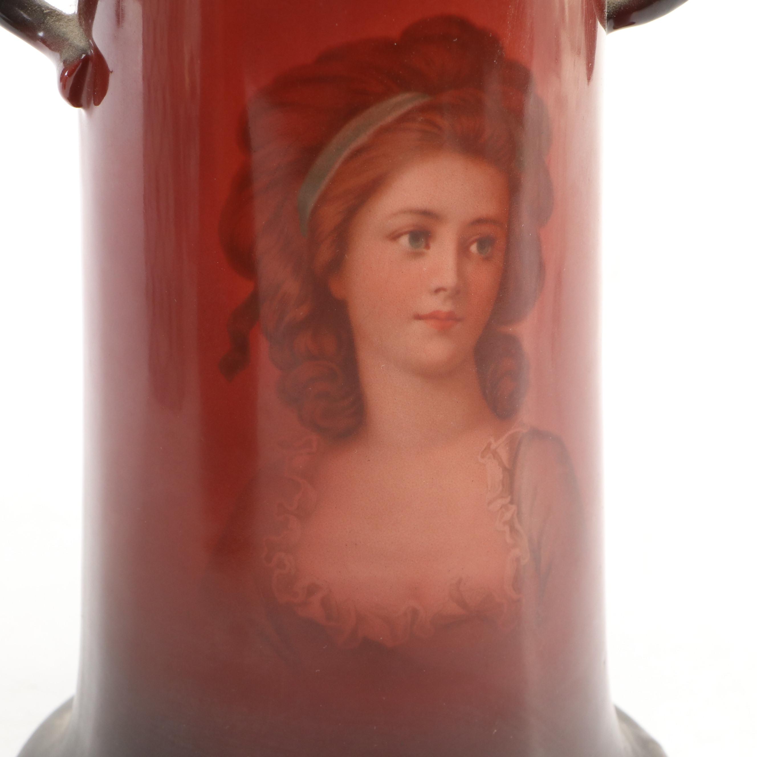 Warwick Ioga Portrait Vases, Early 20th Century