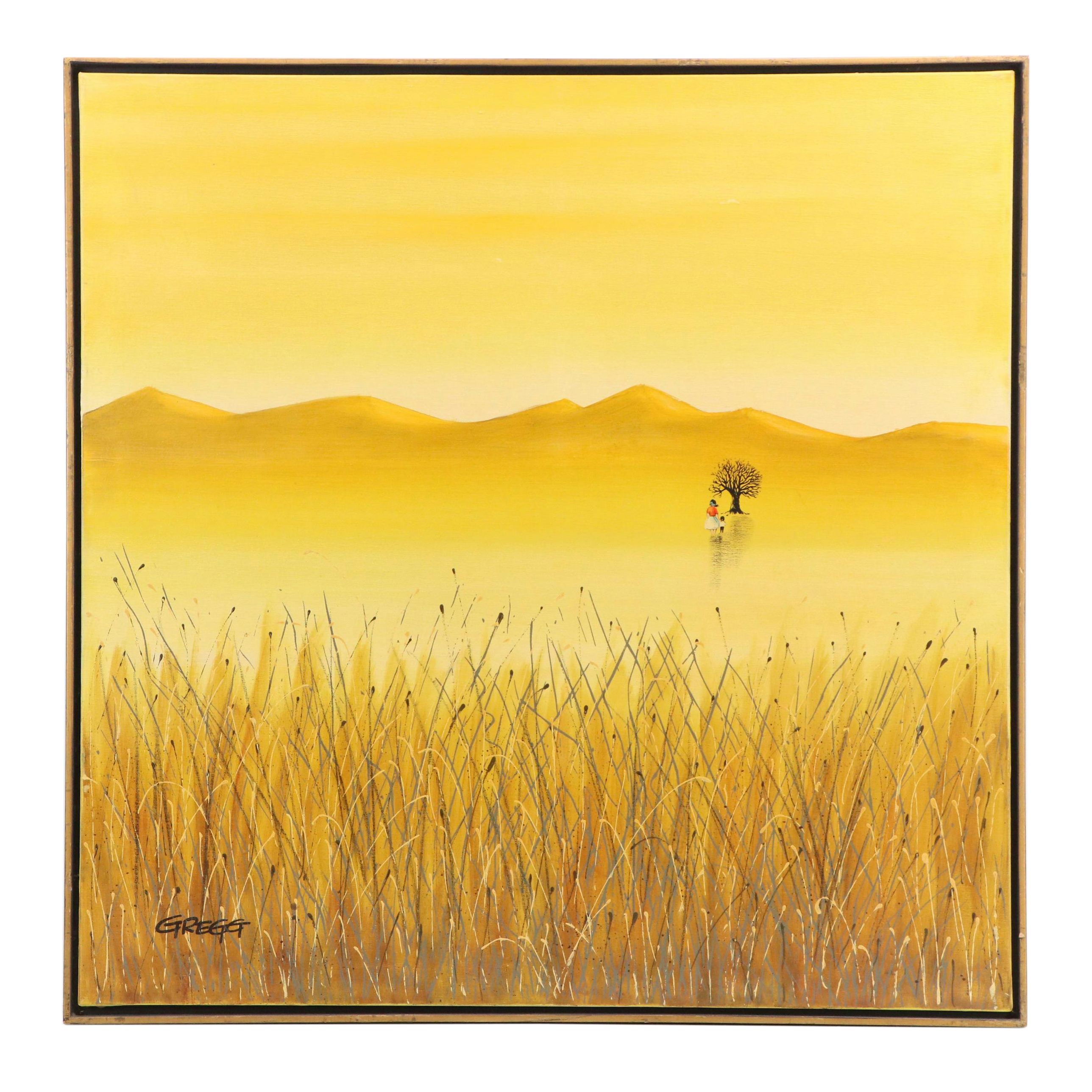 Gregg Mixed Media Acrylic Painting, Mid-20th Century