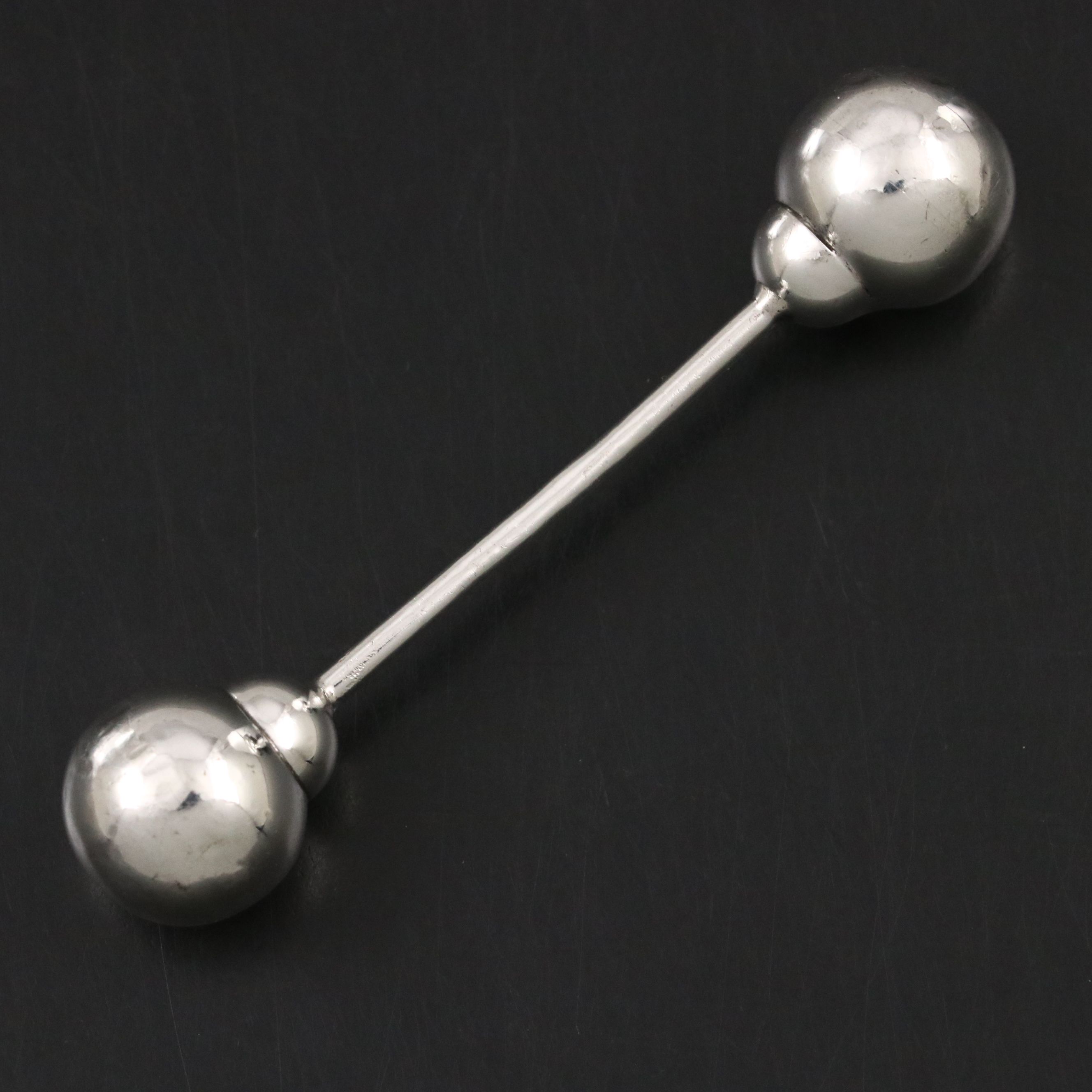 Sterling Silver Dumbbell Shape Baby Rattle