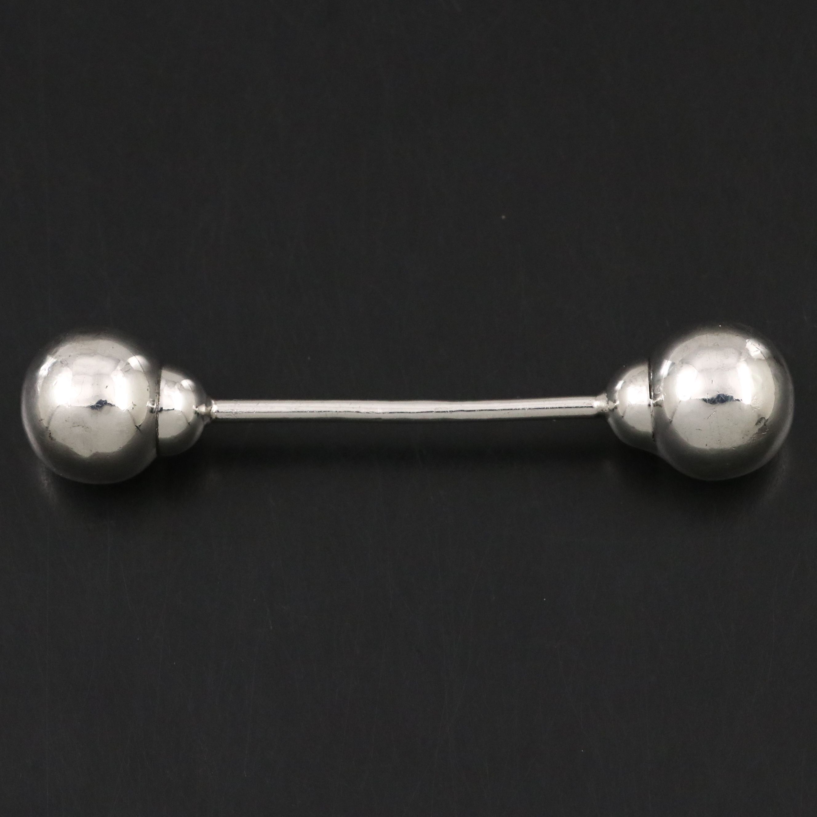 Sterling Silver Dumbbell Shape Baby Rattle