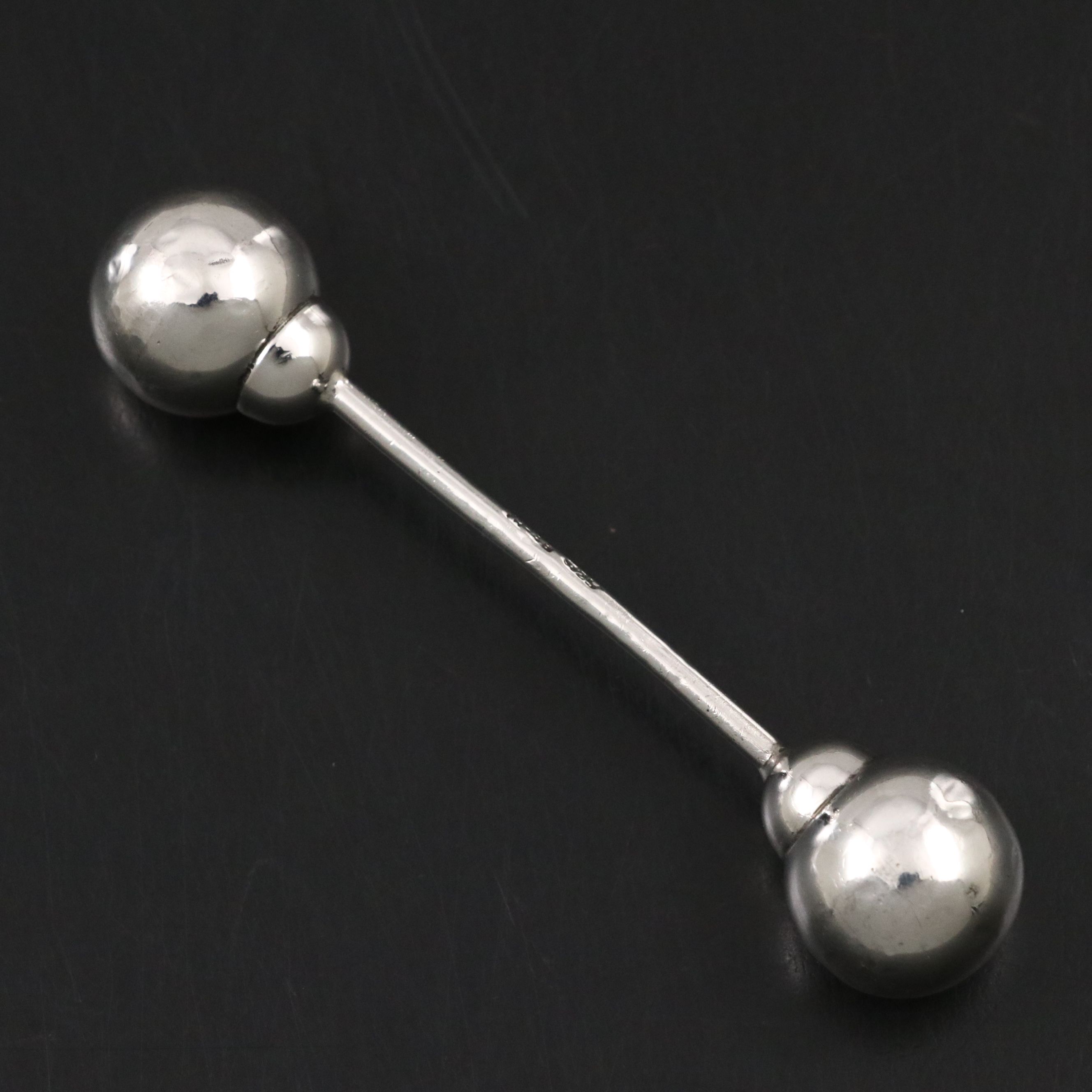 Sterling Silver Dumbbell Shape Baby Rattle
