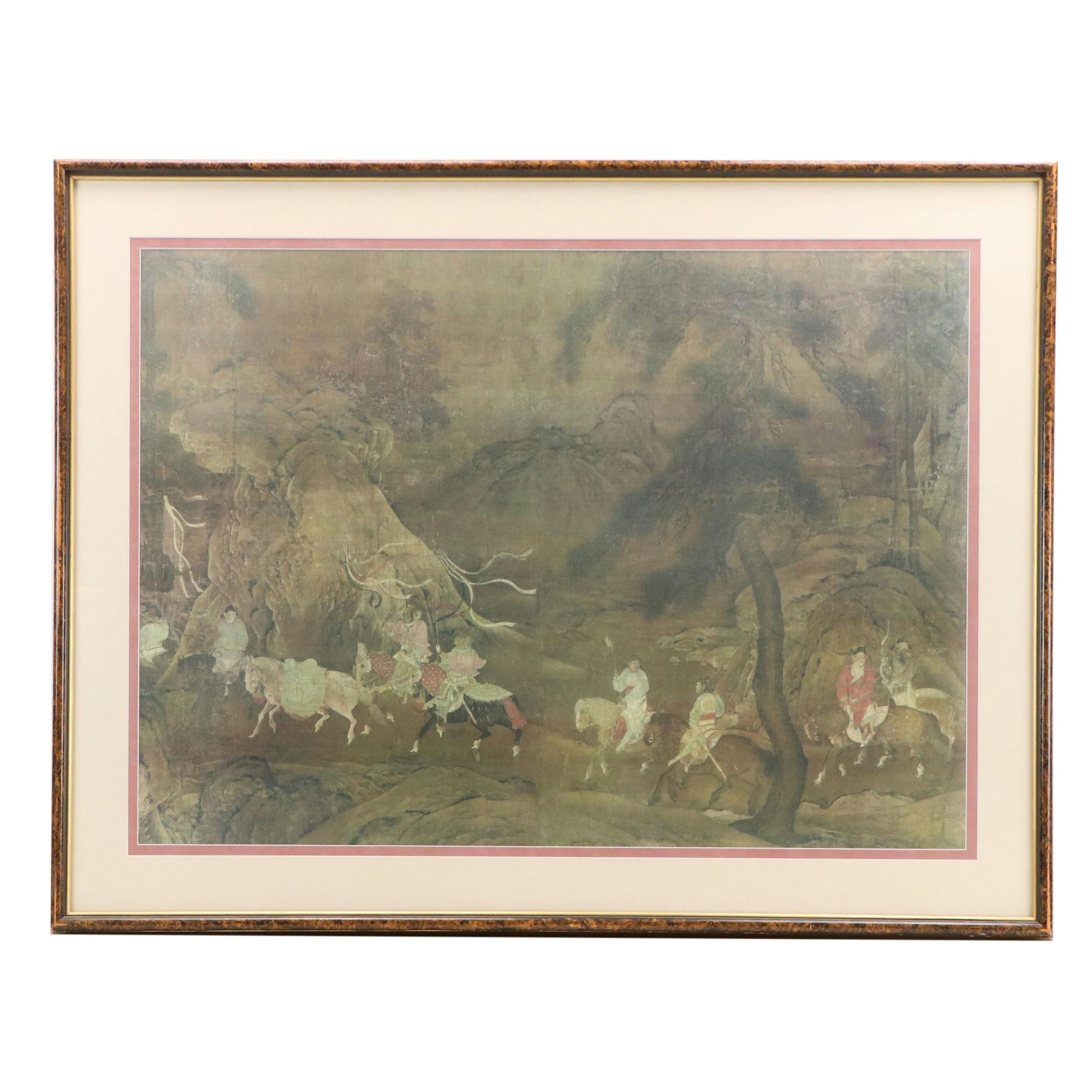 Collotype After Song Dynasty Painting "Emperor Xuanzong's Flight to Shu"