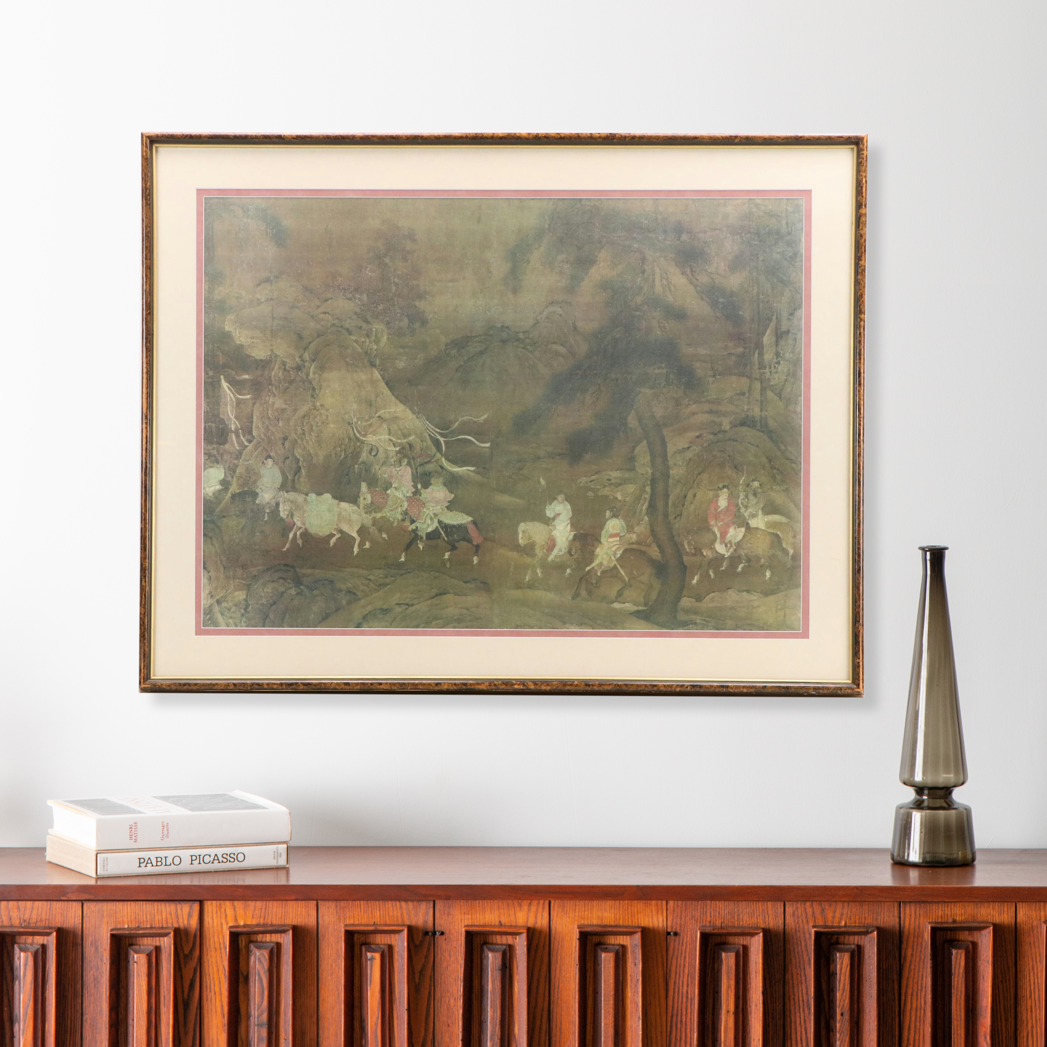 Collotype After Song Dynasty Painting "Emperor Xuanzong's Flight to Shu"