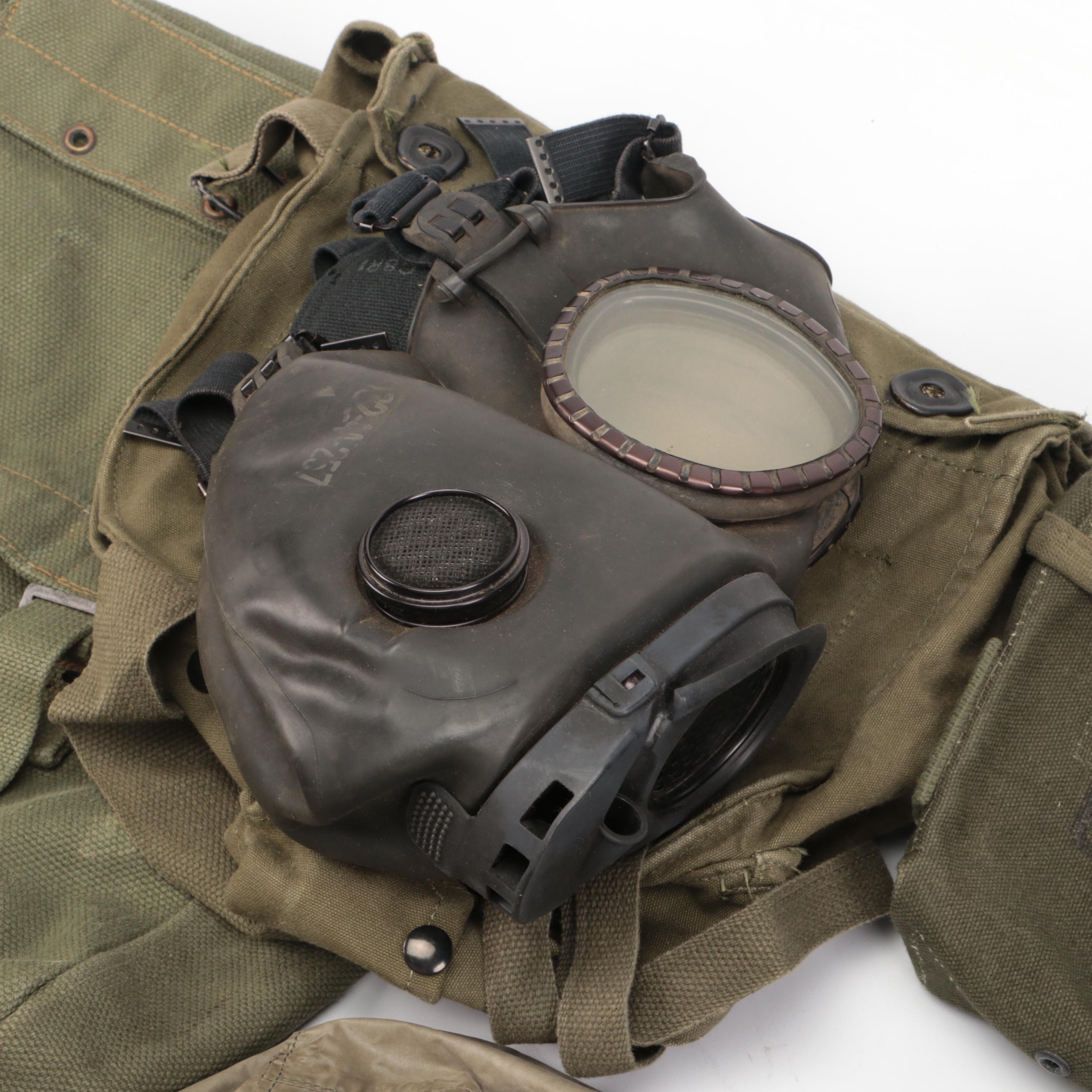 Cold War Era U.S. Army Chemical-Biological Field Mask, with Pouches and More