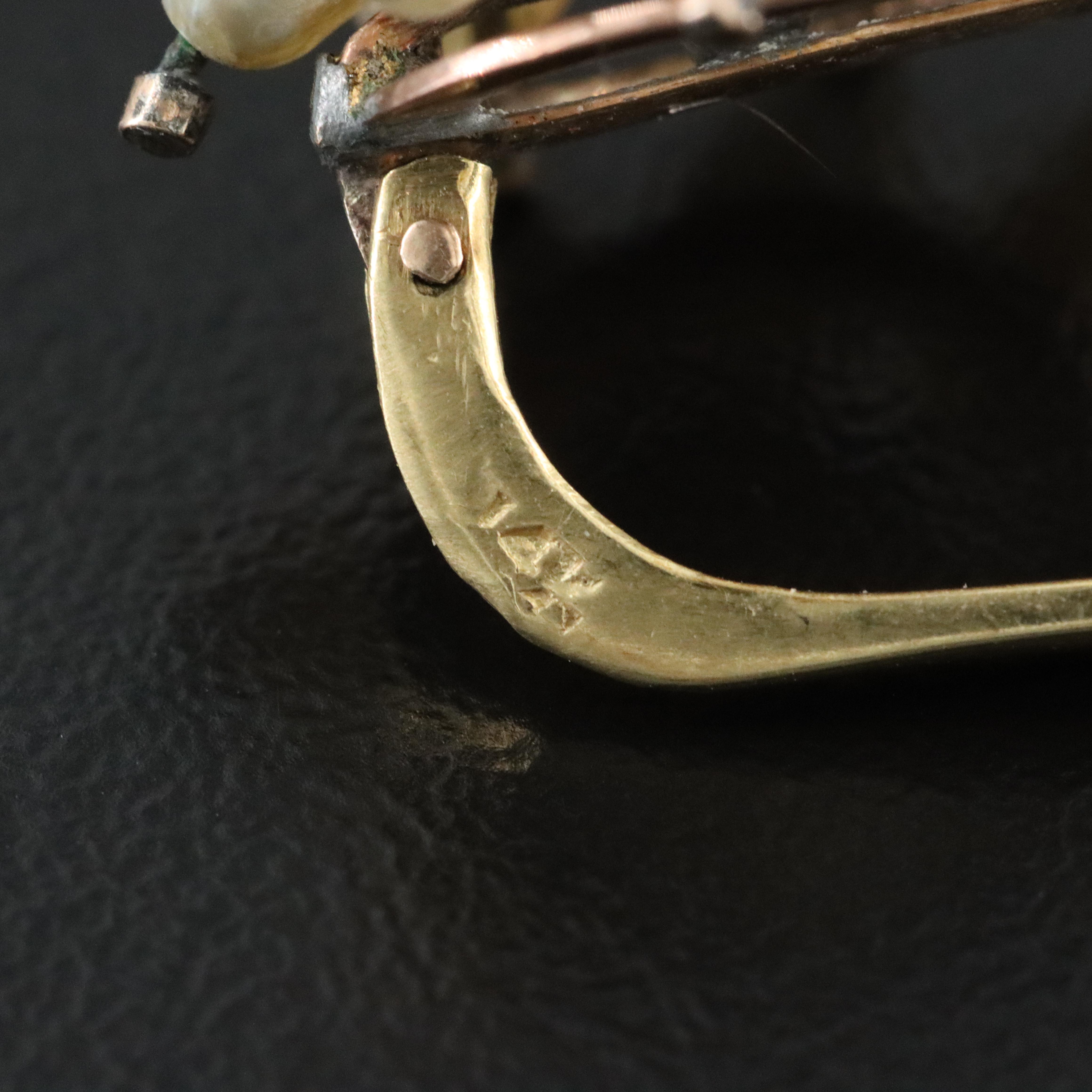 14K Seed Pearl Flower Earrings