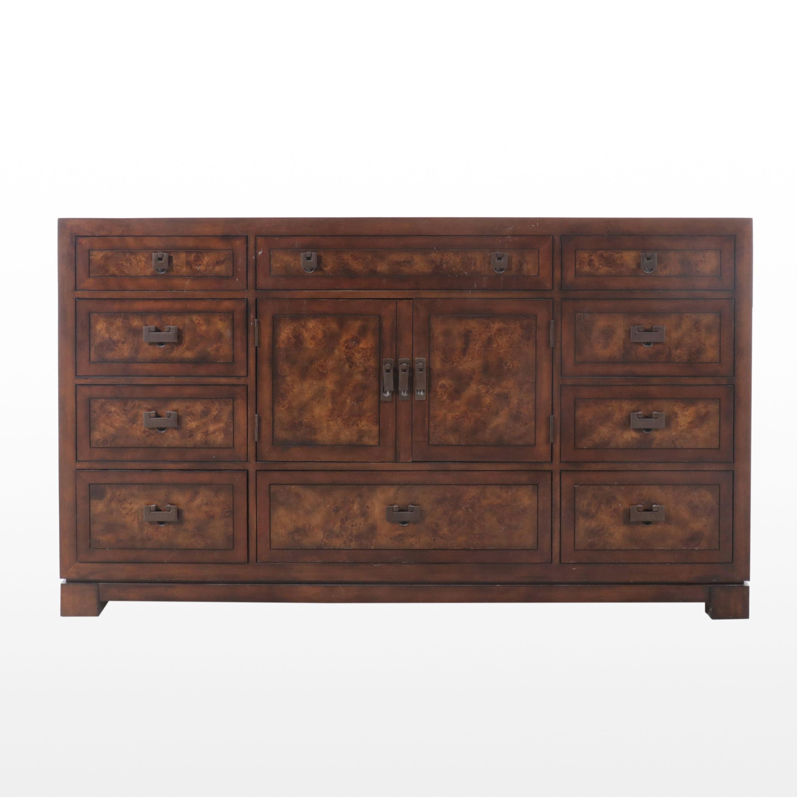 Anglo-Chinese Style Burl Wood Chest of Drawers