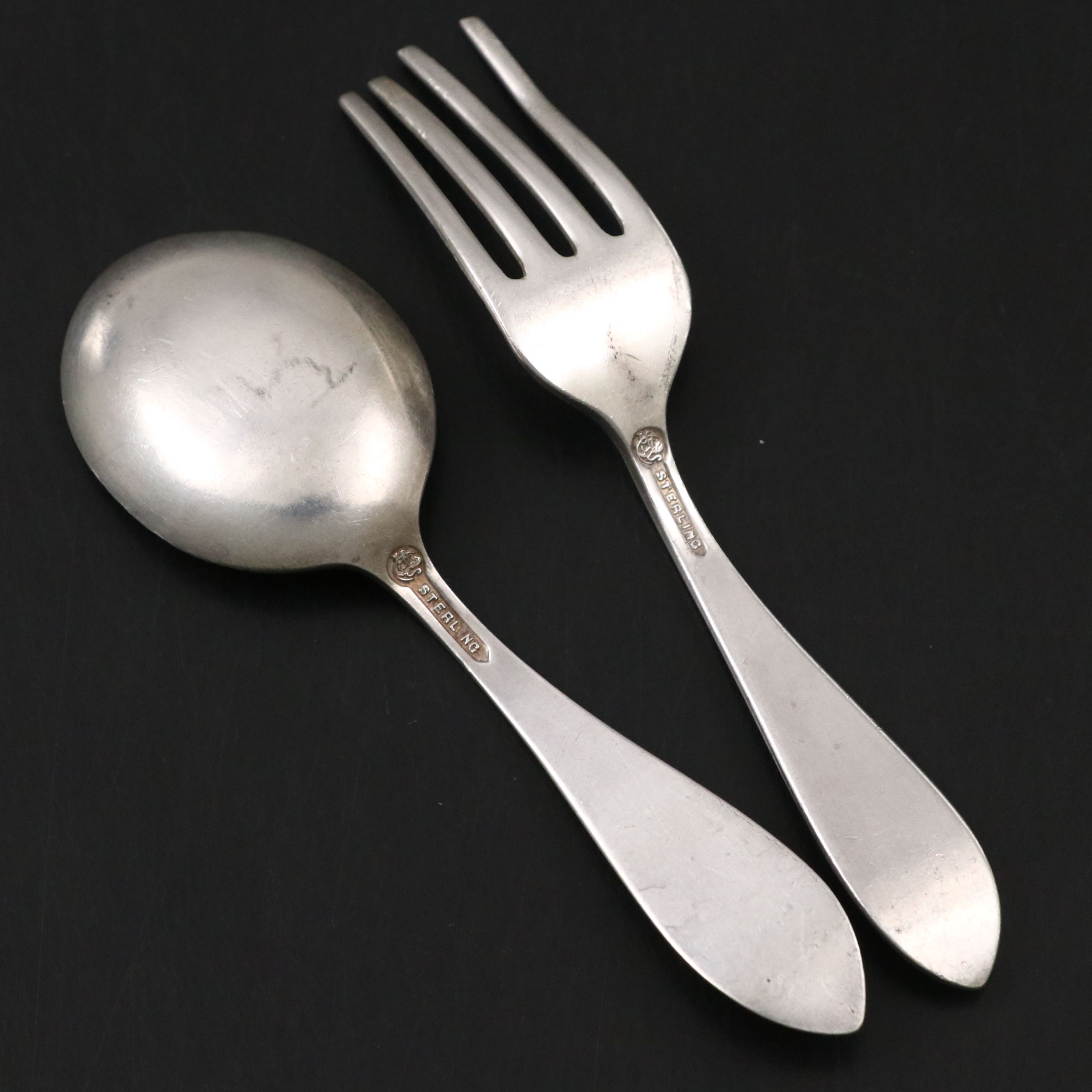 Web Sterling Silver Porringer with Shreve & Co. Cup and Other Fork and Spoon