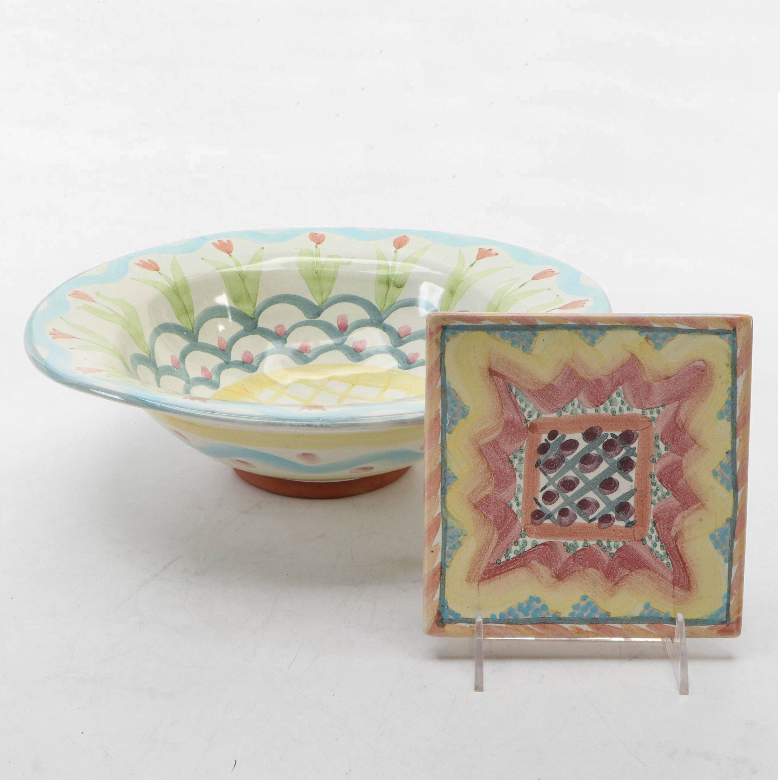 MacKenzie-Childs "King Fairy" Bowl and "Keukenhoff" Tile Trivet