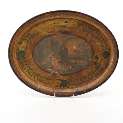 Victorian Oval Toleware Tray, 19th Century Victorian Oval Toleware Tray, 19th Century