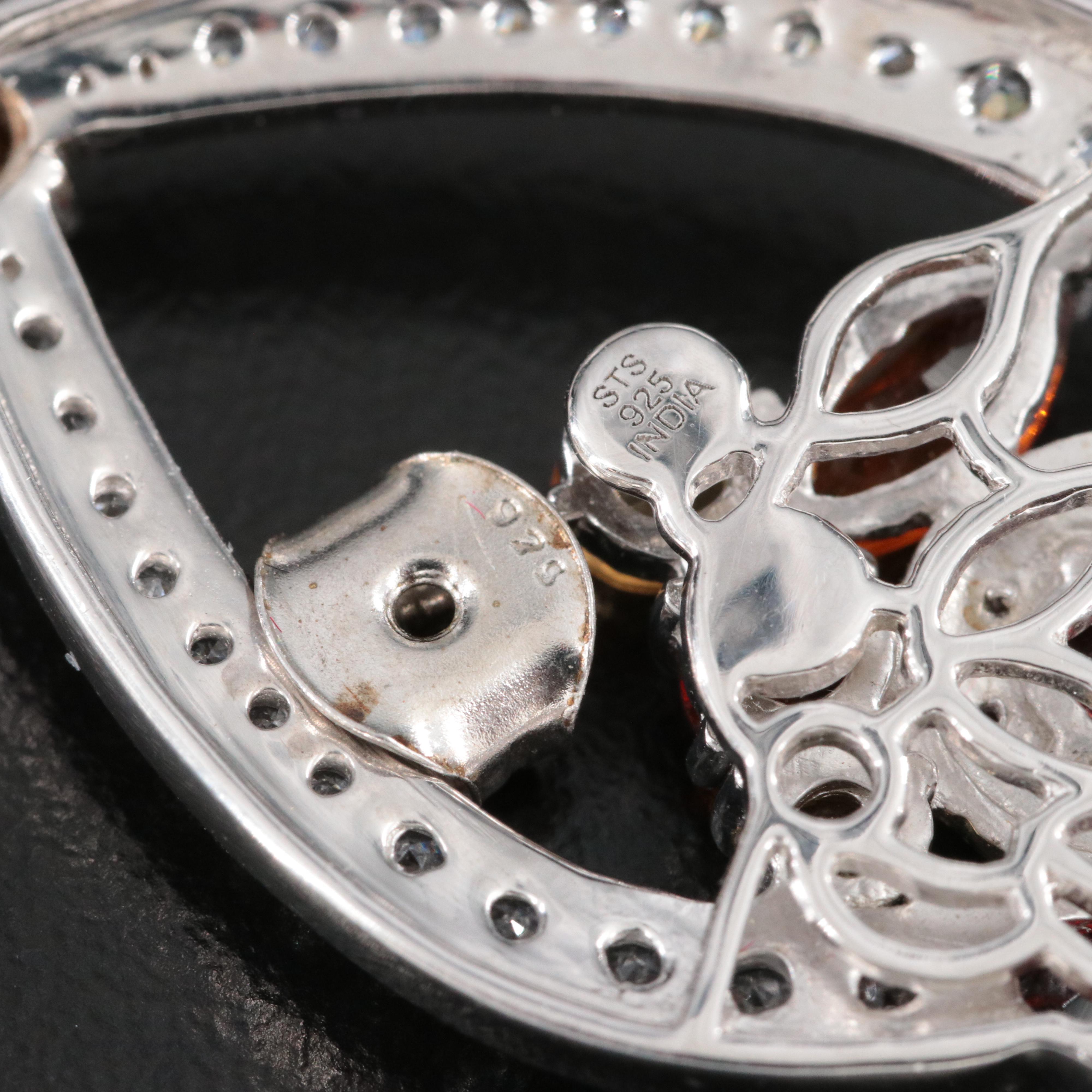 Sterling Garnet, Citrine and White Topaz Chandelier Earrings