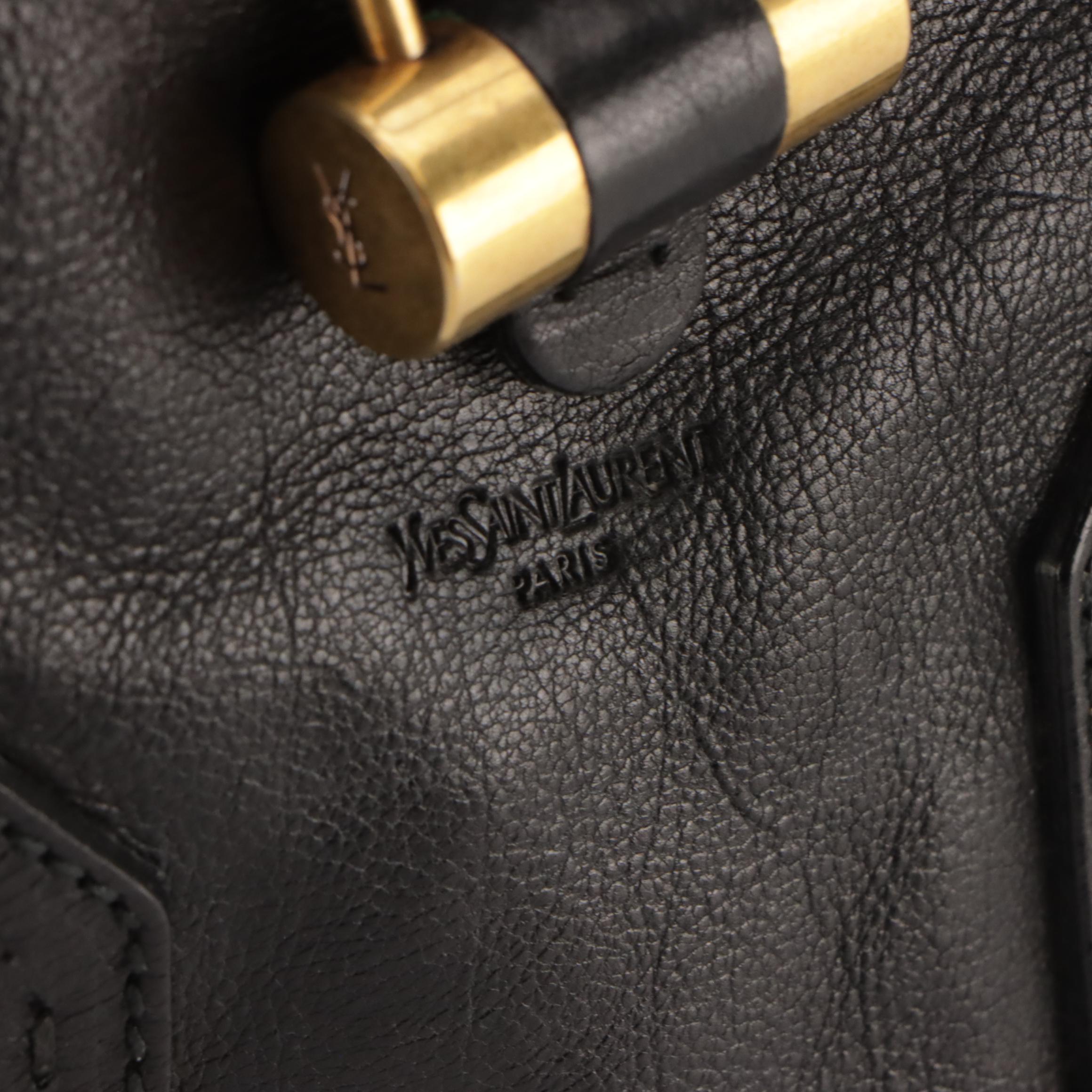 Yves Saint Laurent Rive Gauche Domed Muse Shoulder Bag in Black Leather