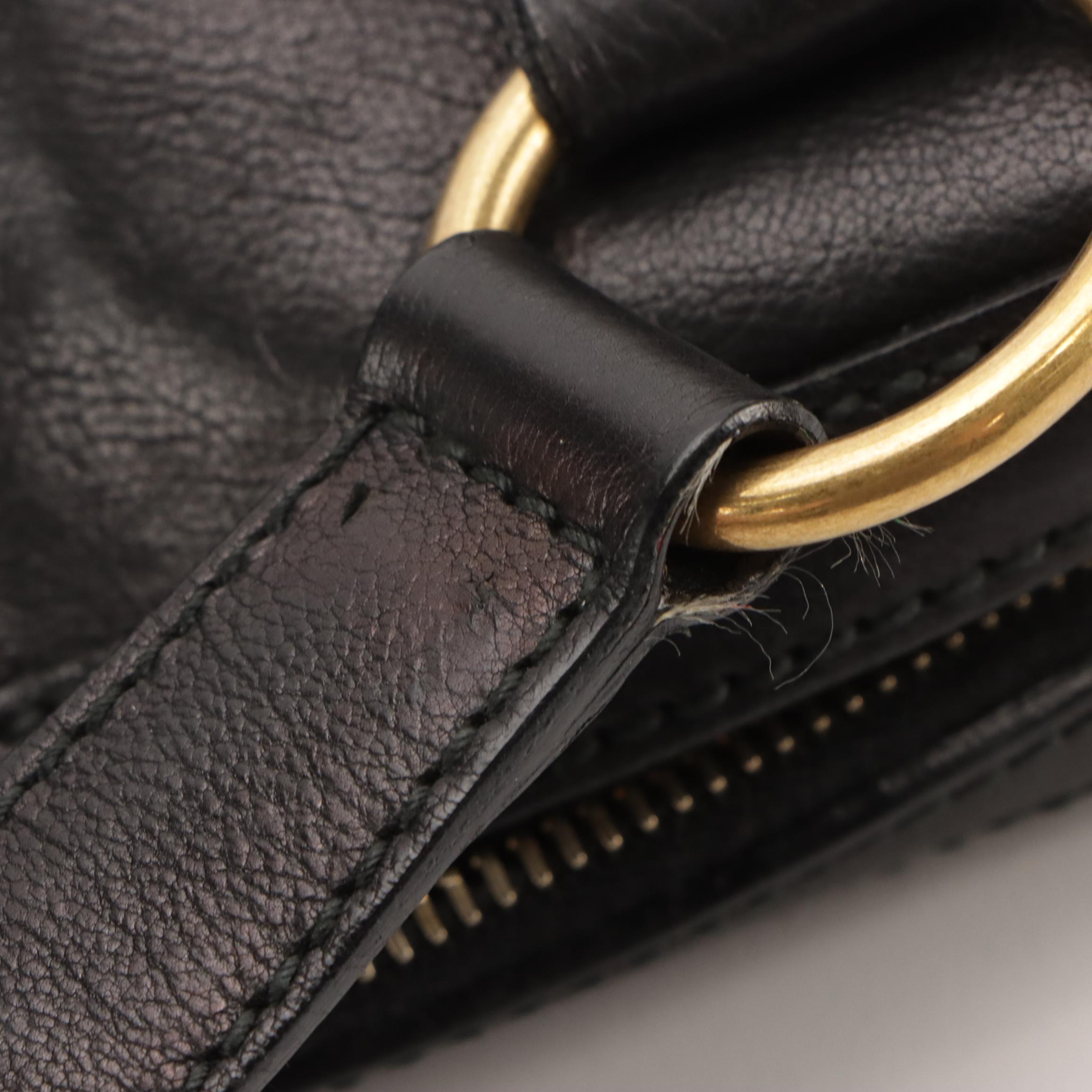 Yves Saint Laurent Rive Gauche Domed Muse Shoulder Bag in Black Leather