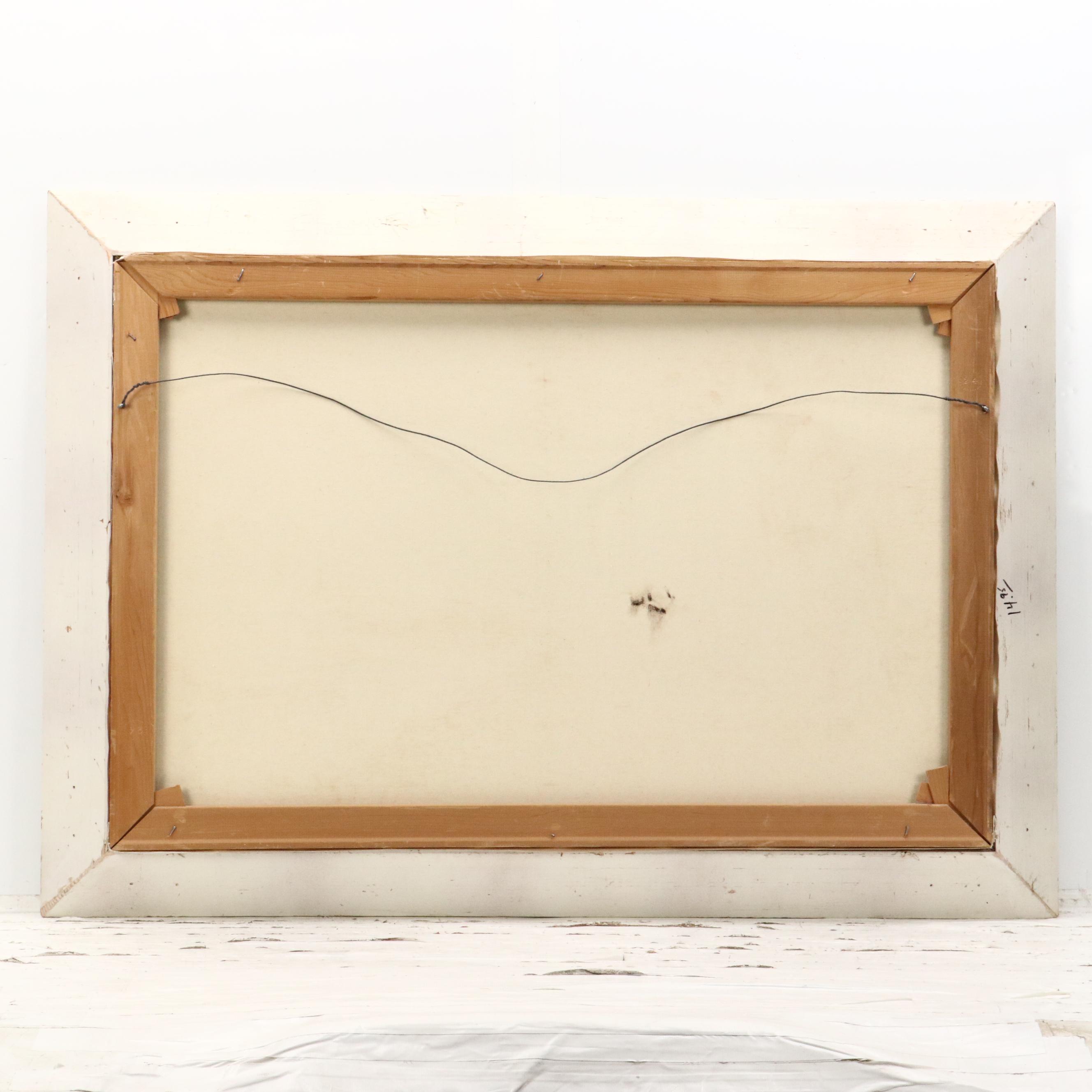 M. Deal Landscape Oil Painting of Tree Lined Dirt Road and Stream, 1967