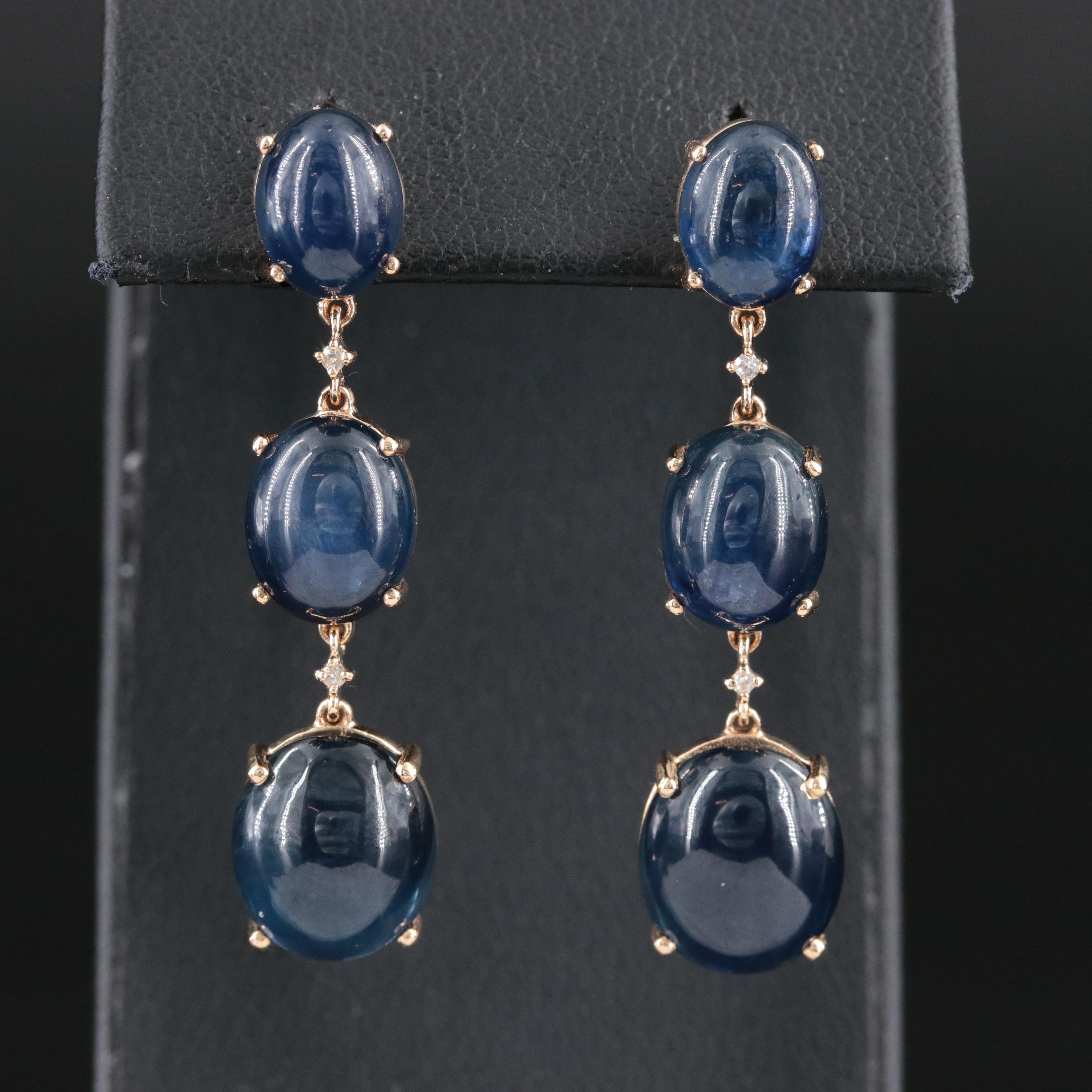 14K Sapphire Graduated Drop  Earrings