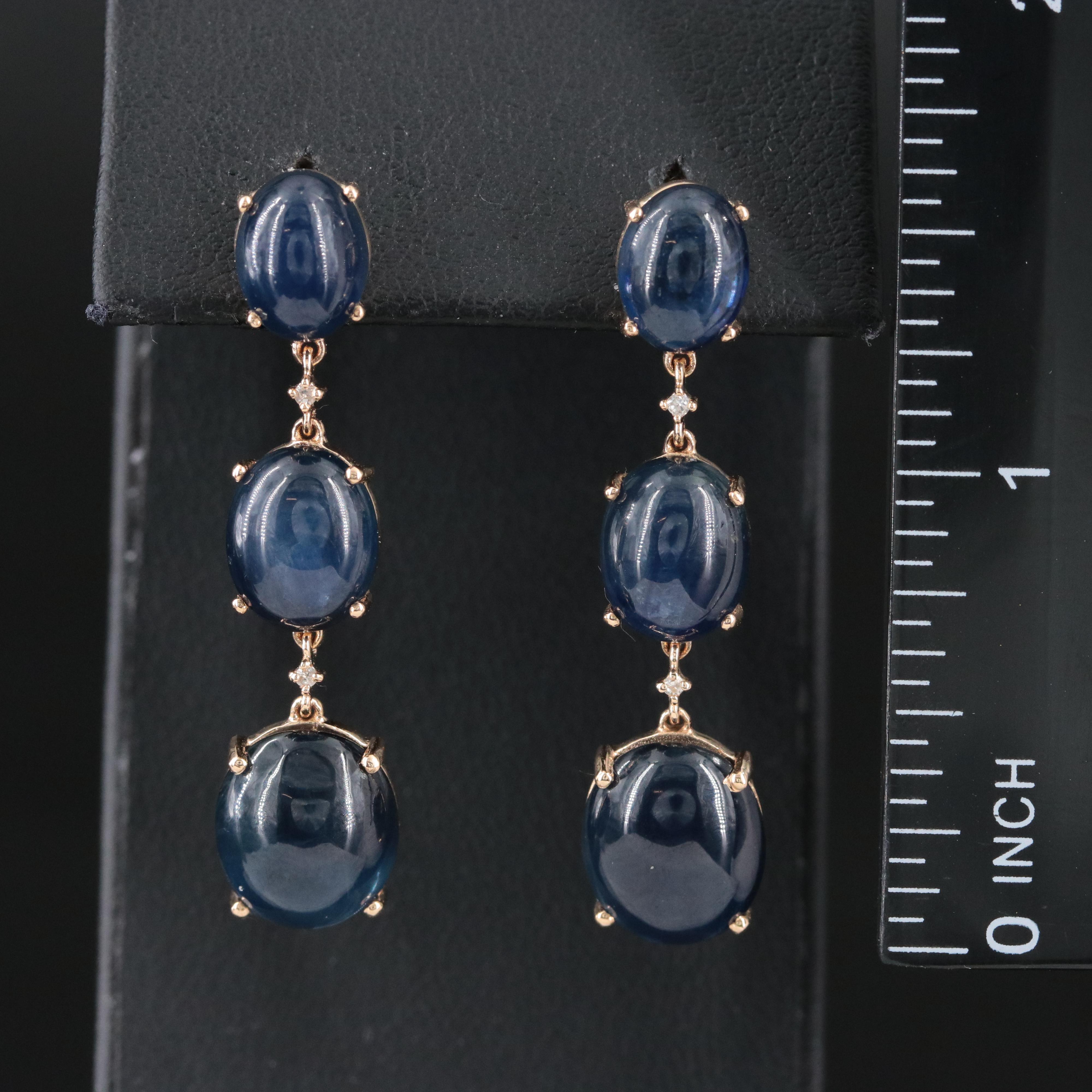 14K Sapphire Graduated Drop  Earrings