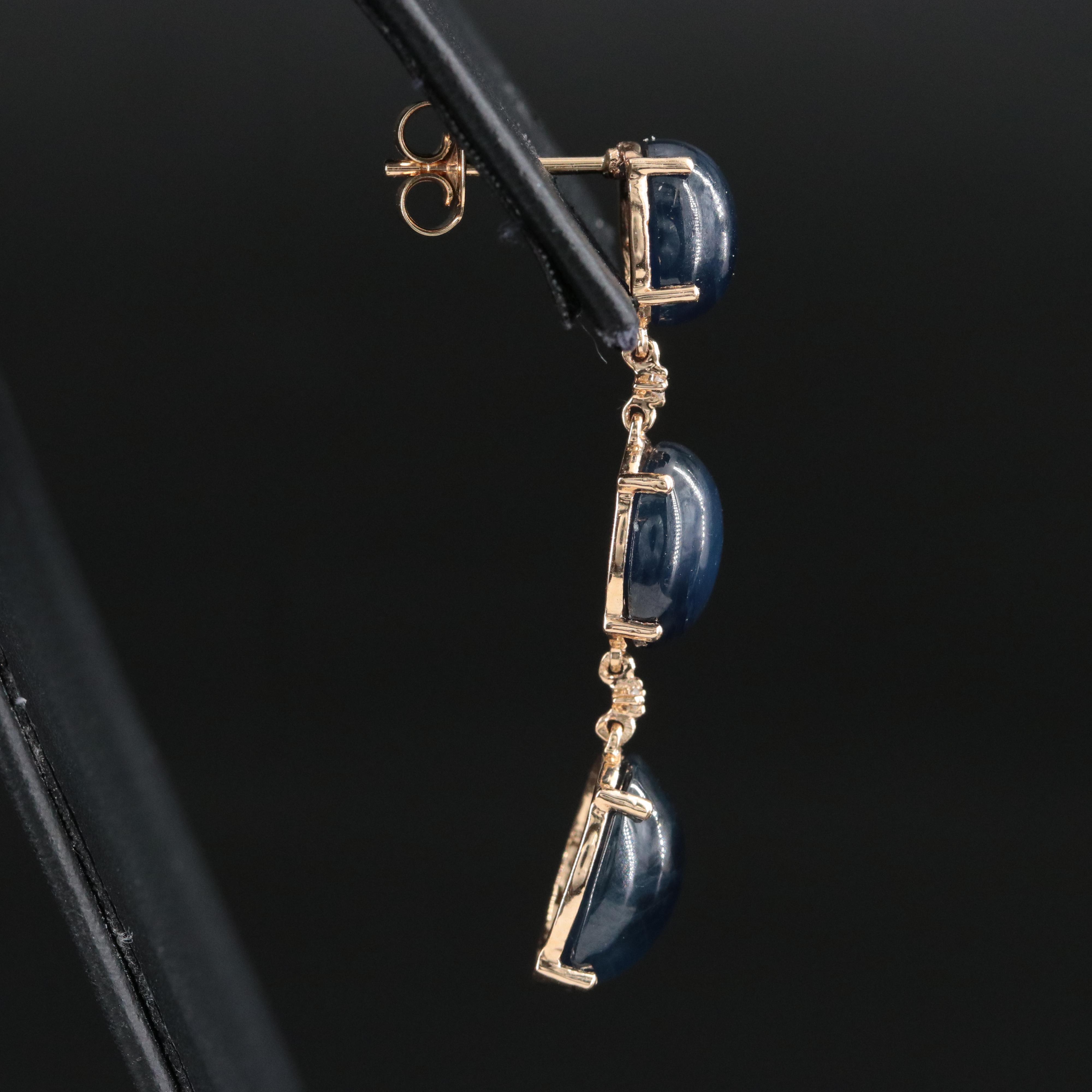 14K Sapphire Graduated Drop  Earrings