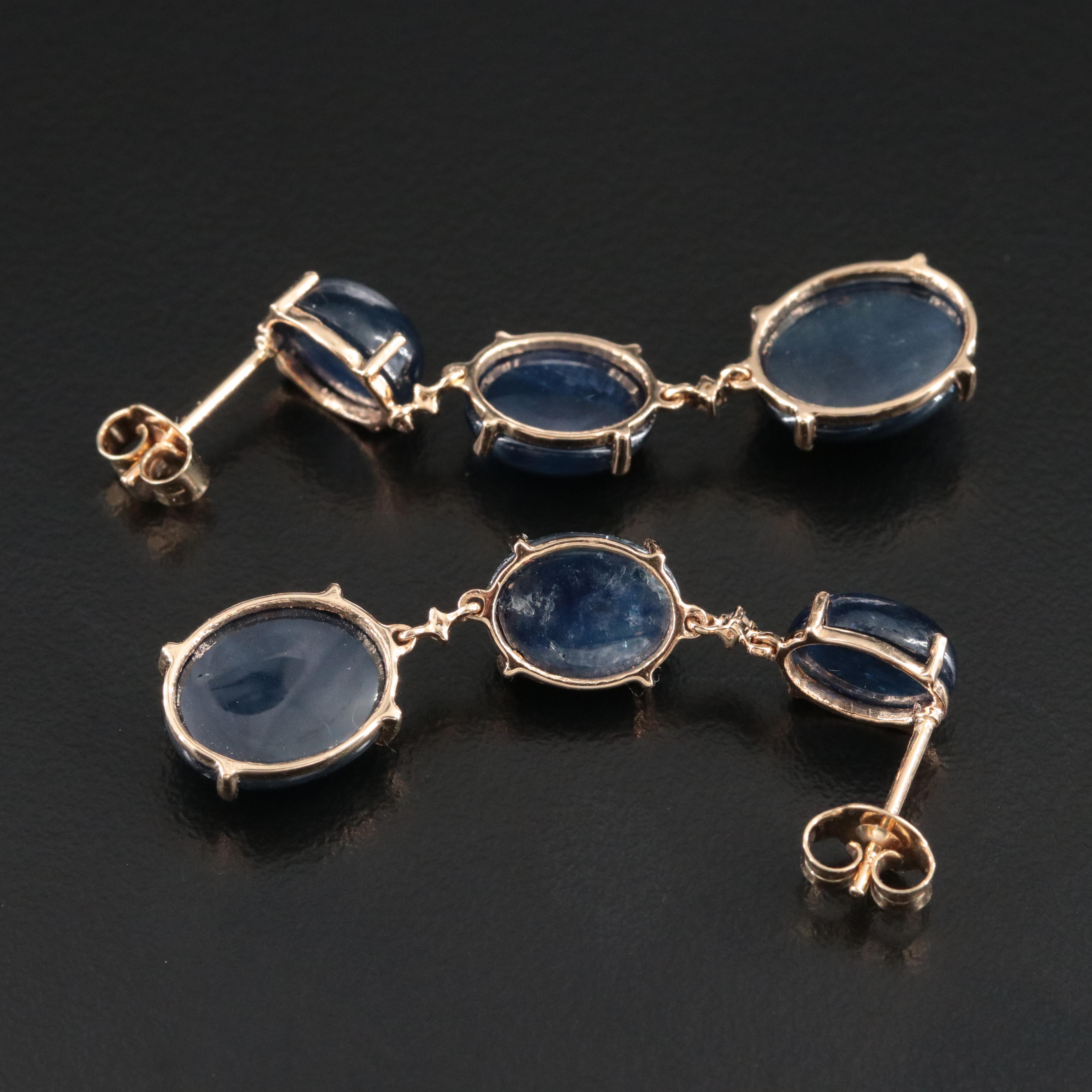 14K Sapphire Graduated Drop  Earrings