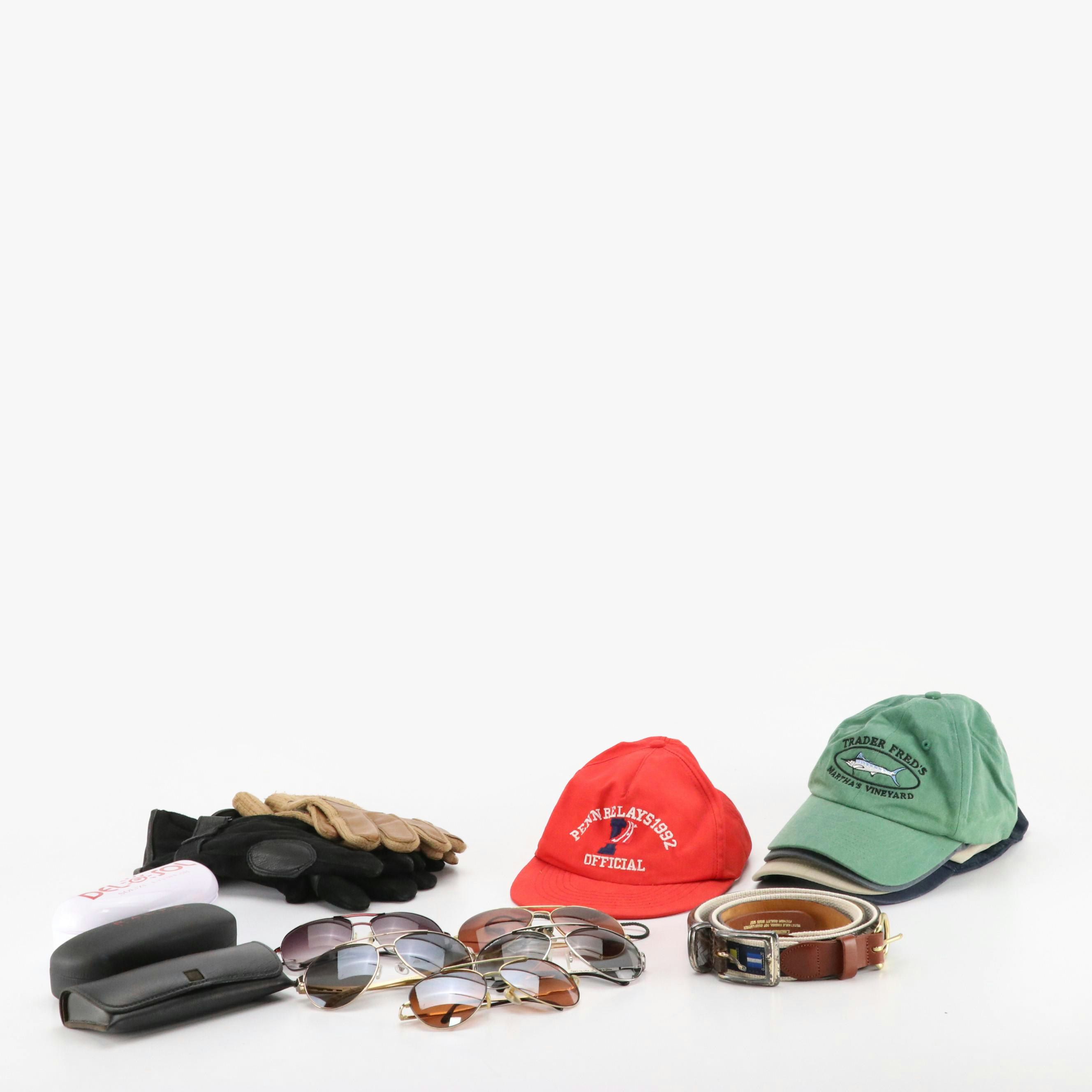 Men's Accessories Including Del Sol Sunglasses, Other Leather Belt, Hats & More