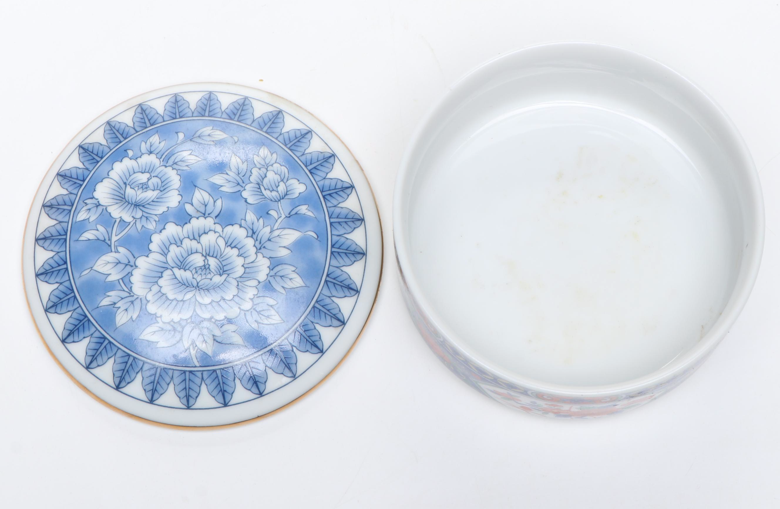 Tiffany & Co. Imari Style Porcelain Box, Zulu Wire Woven Bowl, with Ceramics